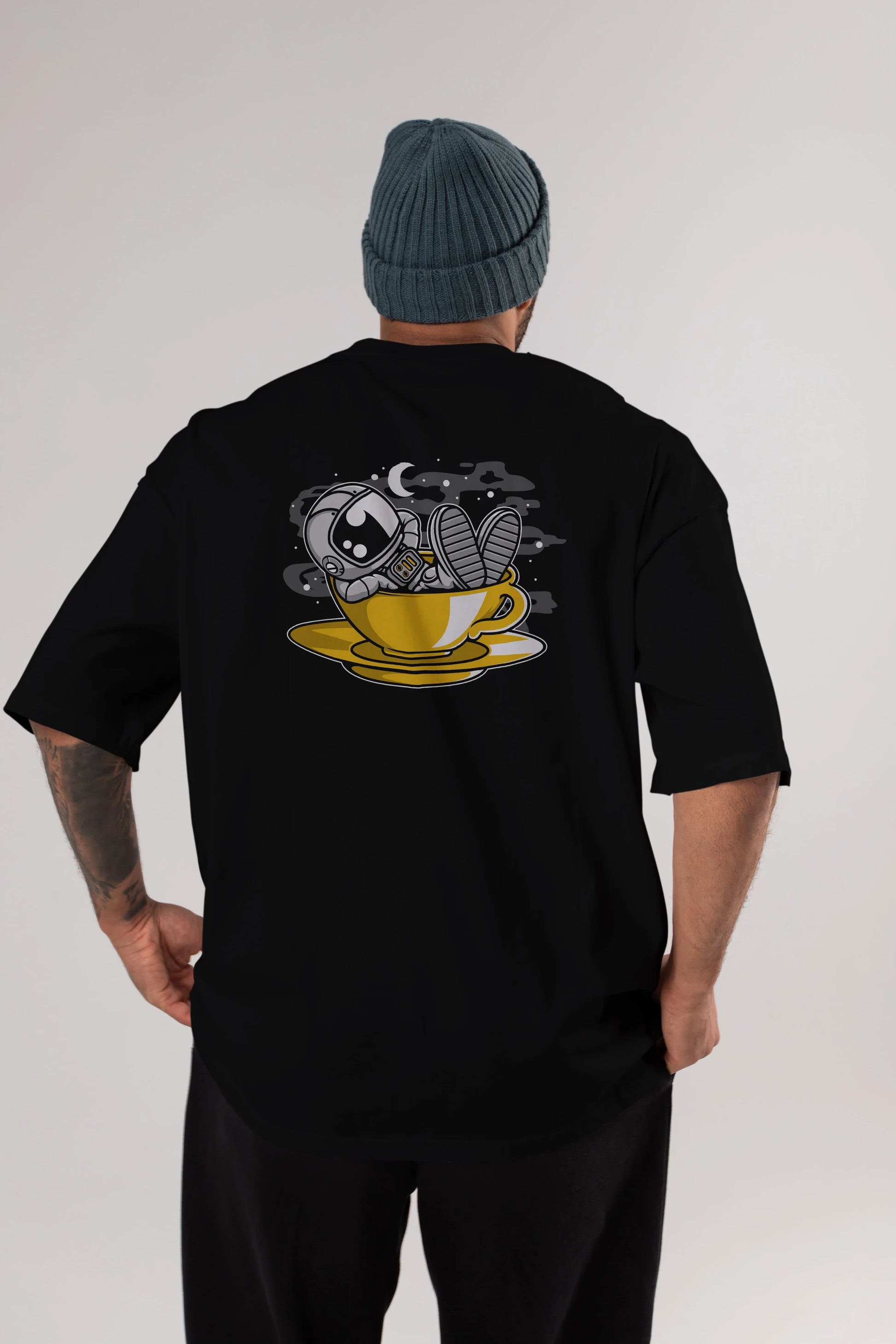 Astronaut Relax Arka Baskılı Oversize t-shirt Erkek Kadın Unisex