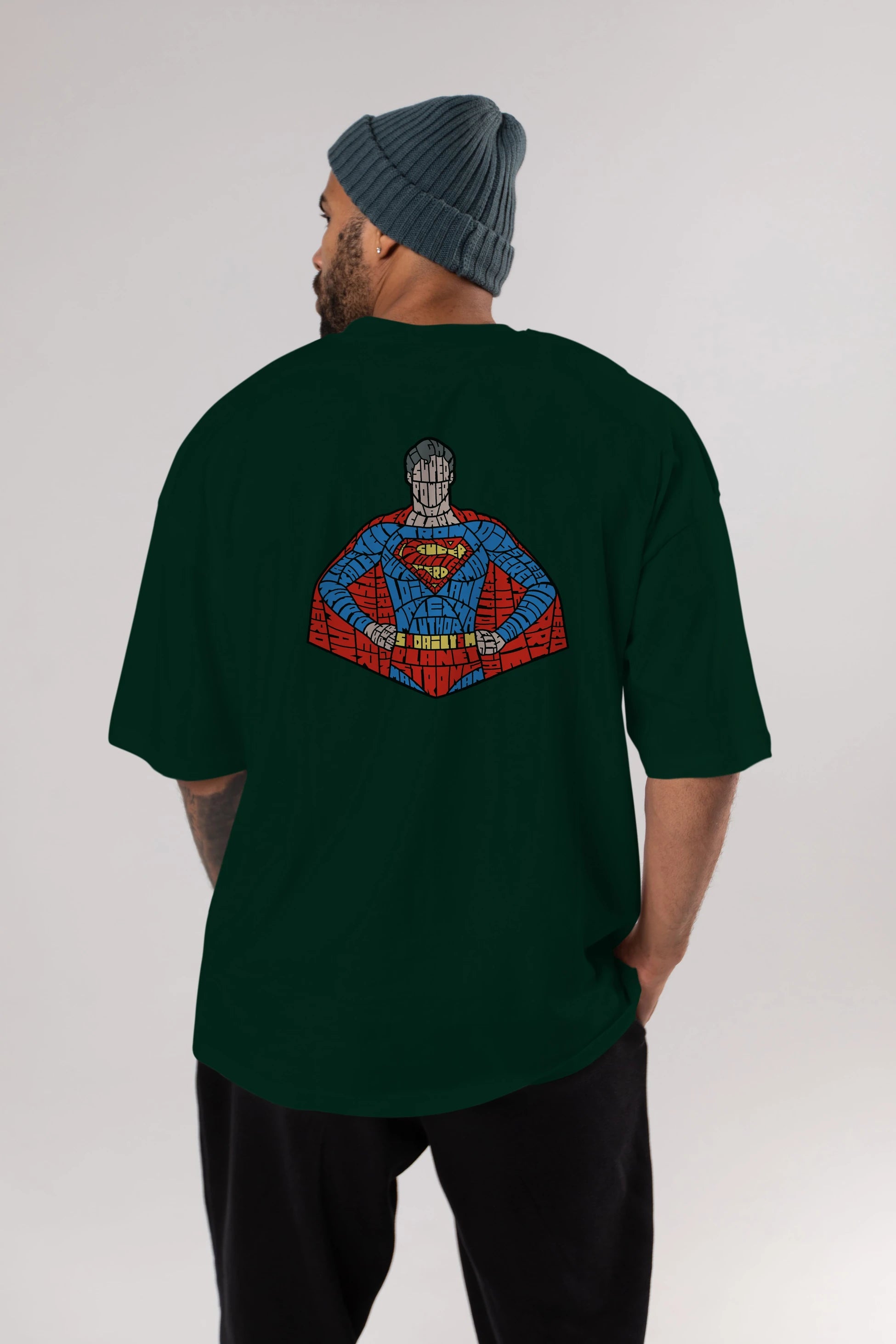 Kryptonian Arka Baskılı Oversize t-shirt %100 pamuk Erkek Kadın Unisex