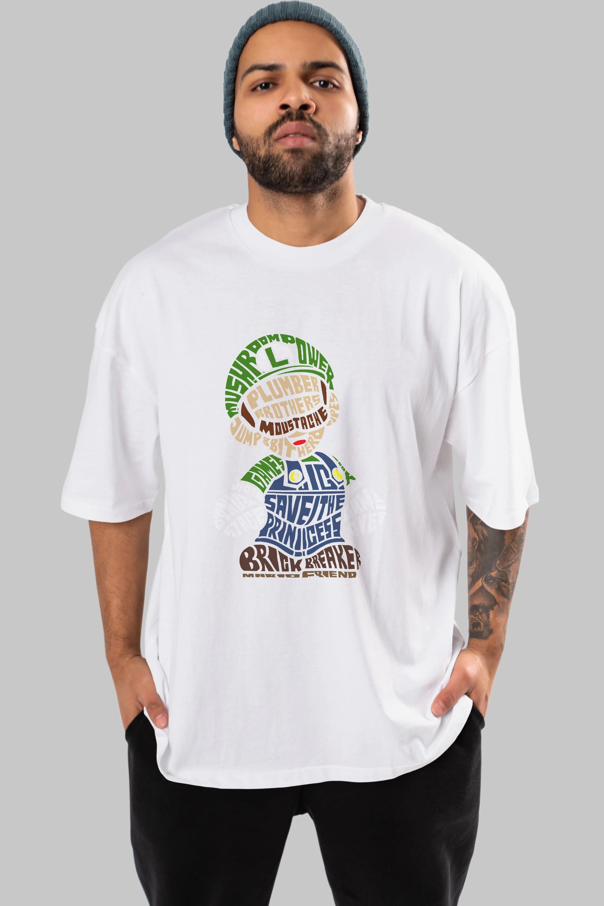 Plumber Brothers Ön Baskılı Oversize t-shirt %100 pamuk Erkek Kadın Unisex