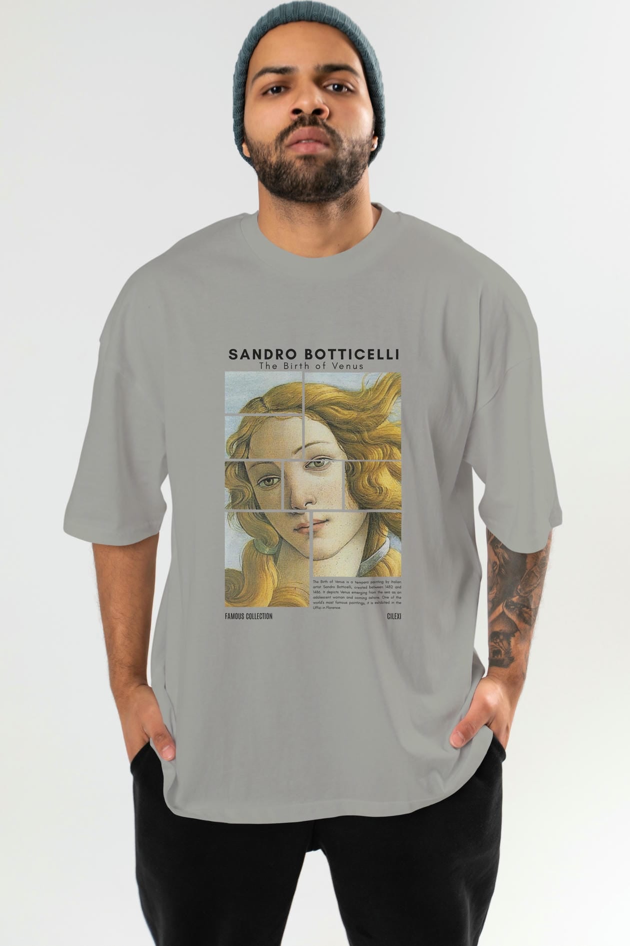 Sandro Botticelli ön Baskılı Oversize t-shirt Erkek Kadın Bisiklet Yaka Pamuk tişort