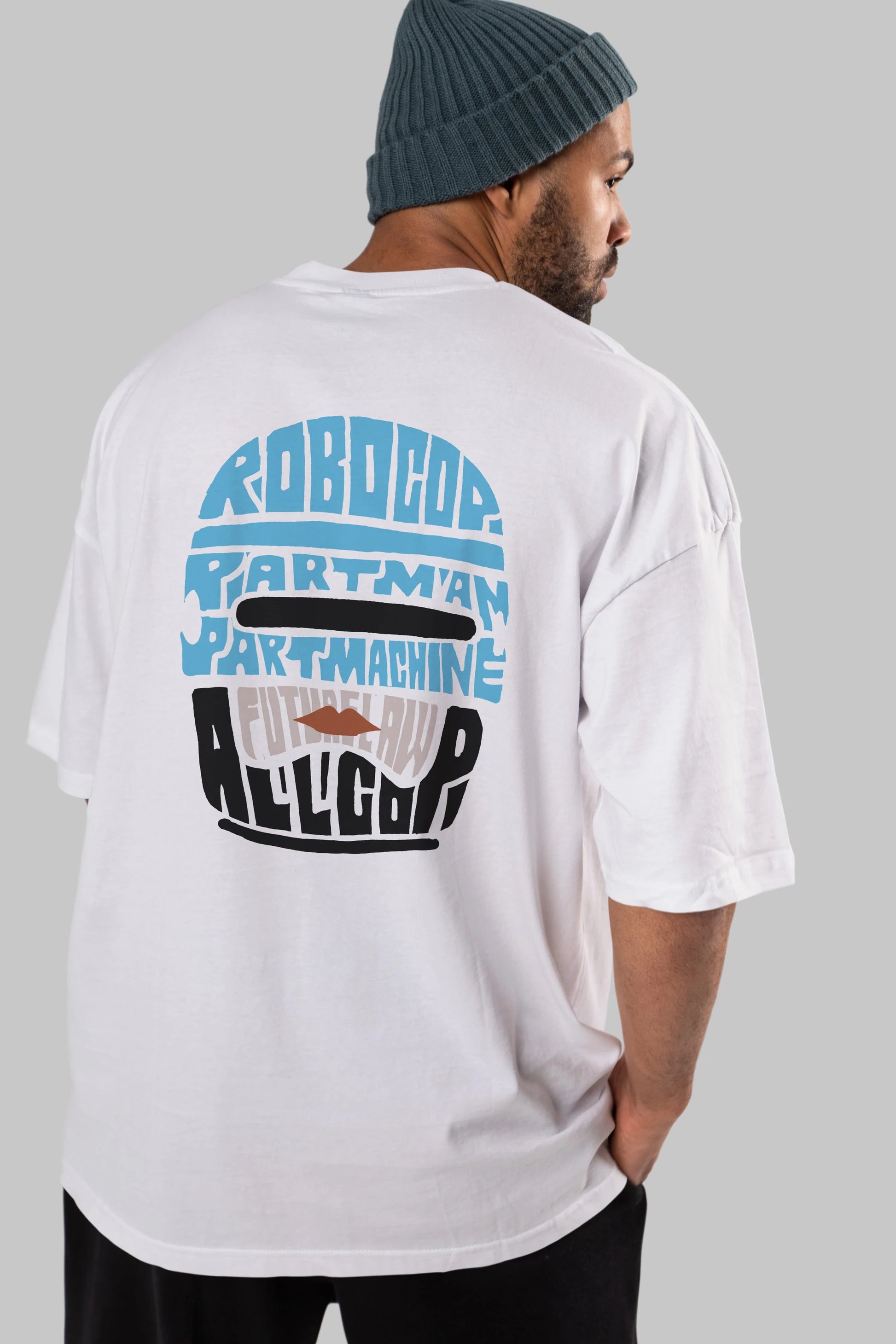 Robocop Arka Baskılı Oversize t-shirt %100 pamuk Erkek Kadın Unisex