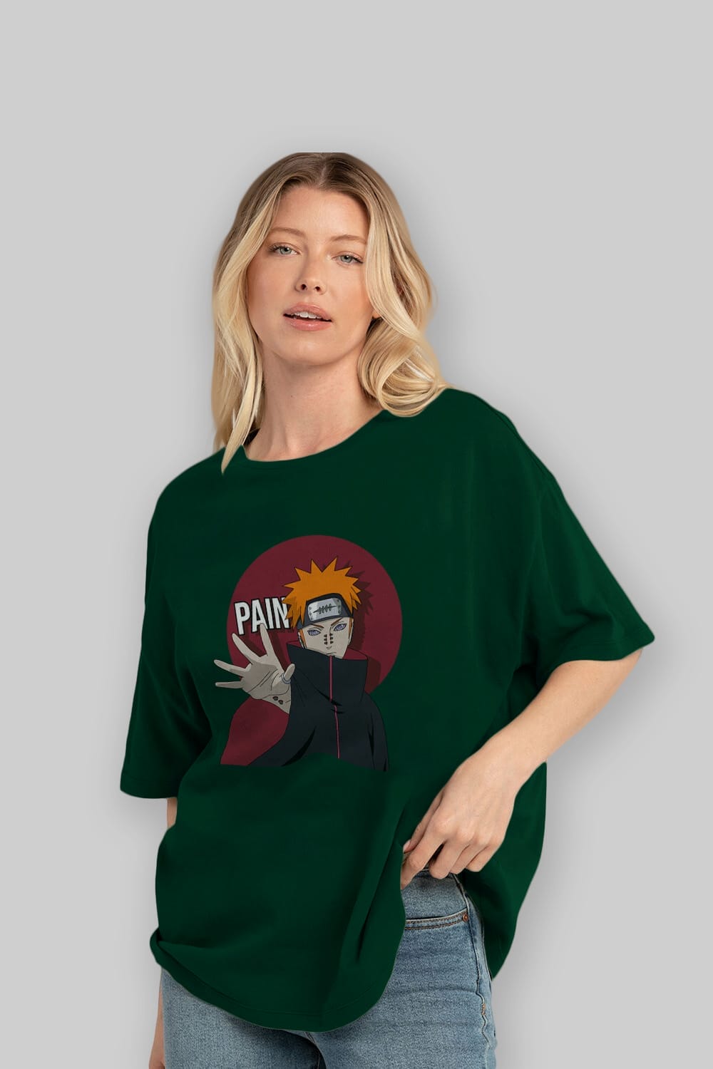 PAIN NARUTO Anime Ön Baskılı Oversize t-shirt %100 pamuk Erkek Kadın Unisex