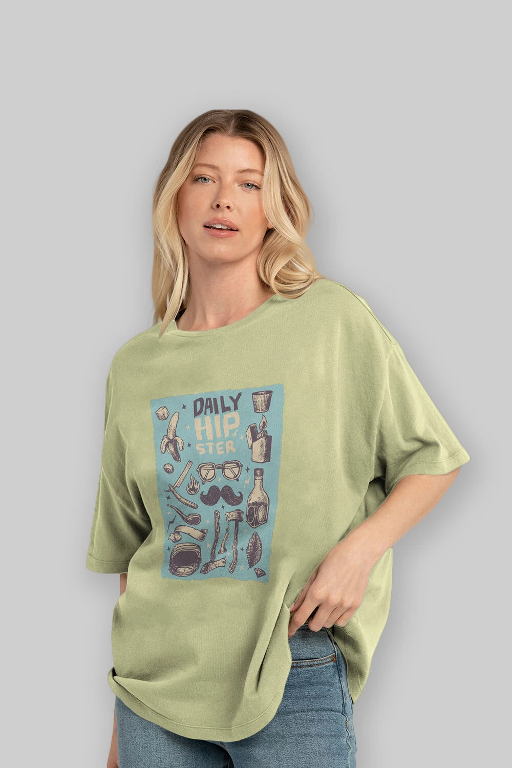 Hipster Ön Baskılı Oversize t-shirt Erkek Kadın Unisex %100 Pamuk tişort