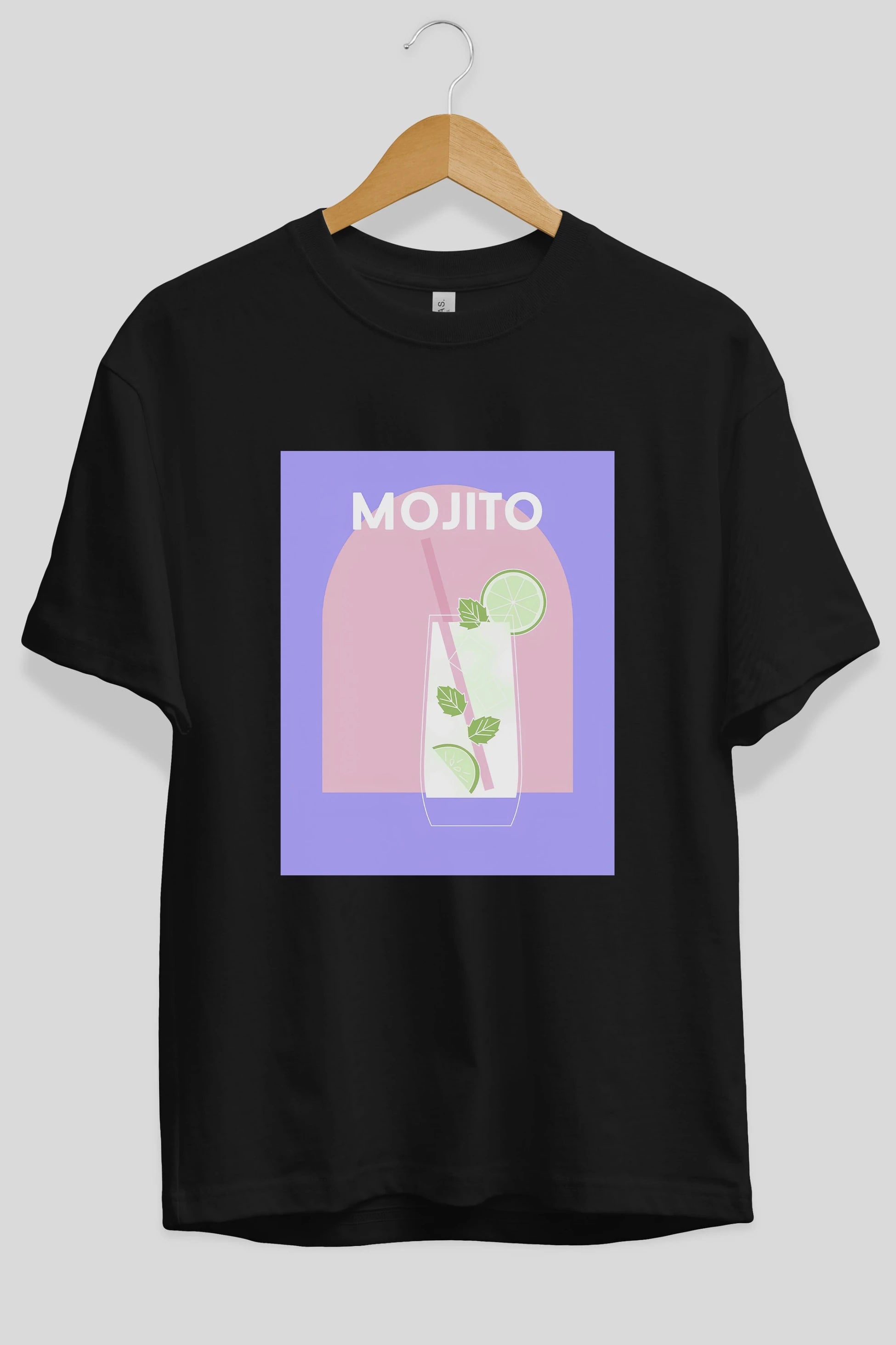 Mojito 2 Ön Baskılı Oversize t-shirt Erkek Kadın Unisex %100 Pamuk Bisiklet Yaka tişort