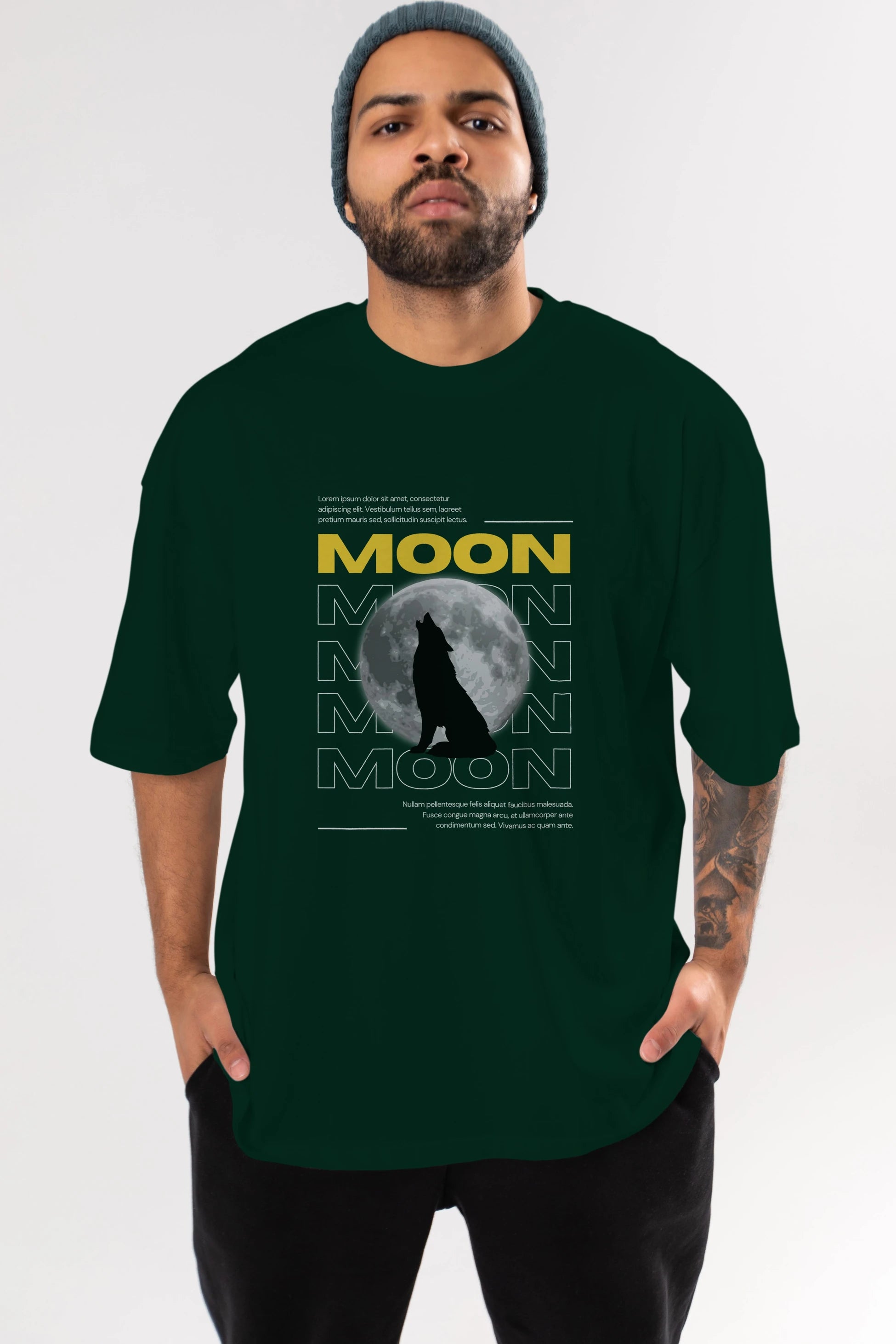 Moon Ön Baskılı Oversize t-shirt Erkek Kadın Unisex