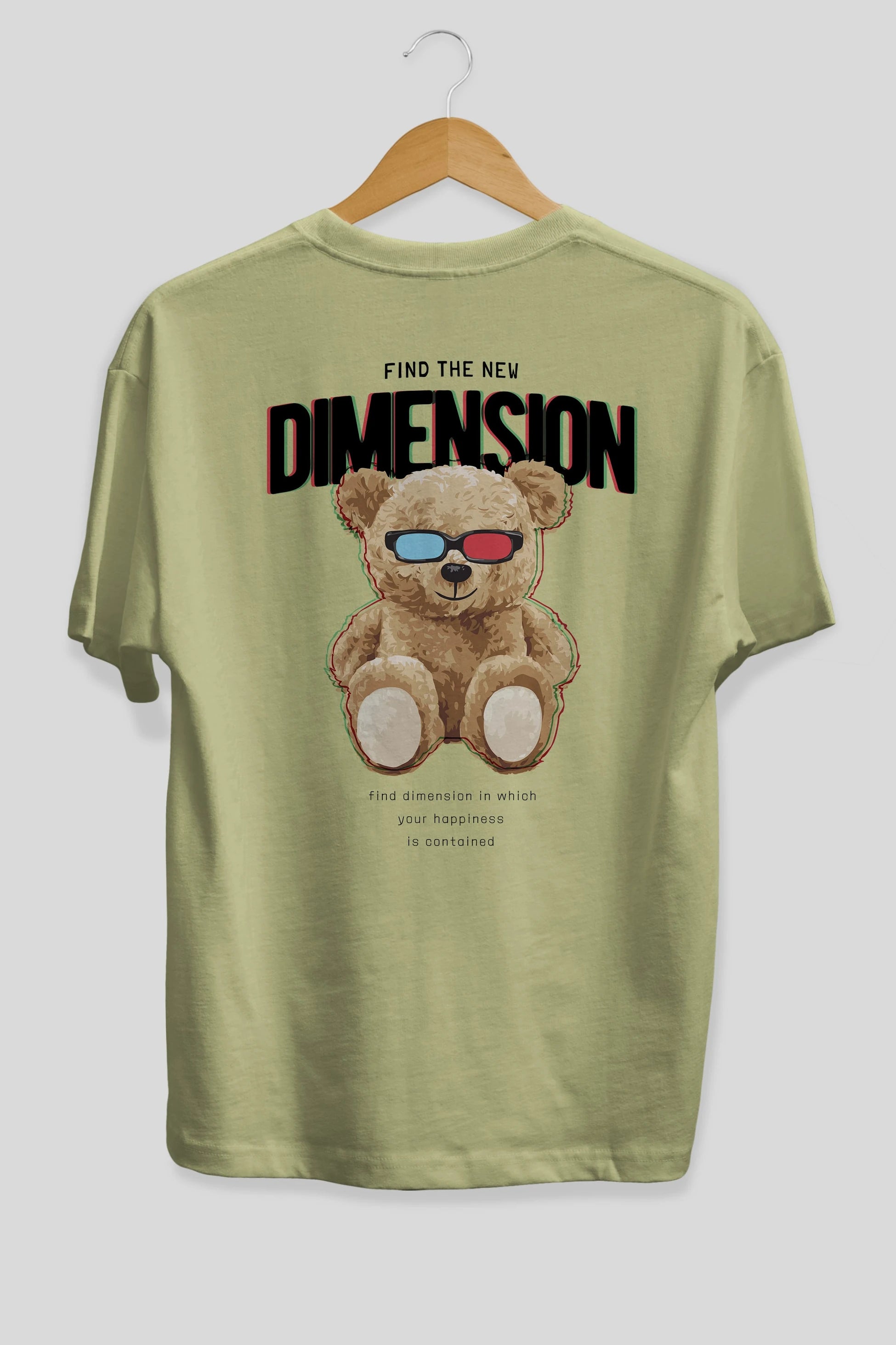 Teddy Bear Dimension Arka Baskılı Oversize t-shirt Erkek Kadın Unisex %100 Pamuk