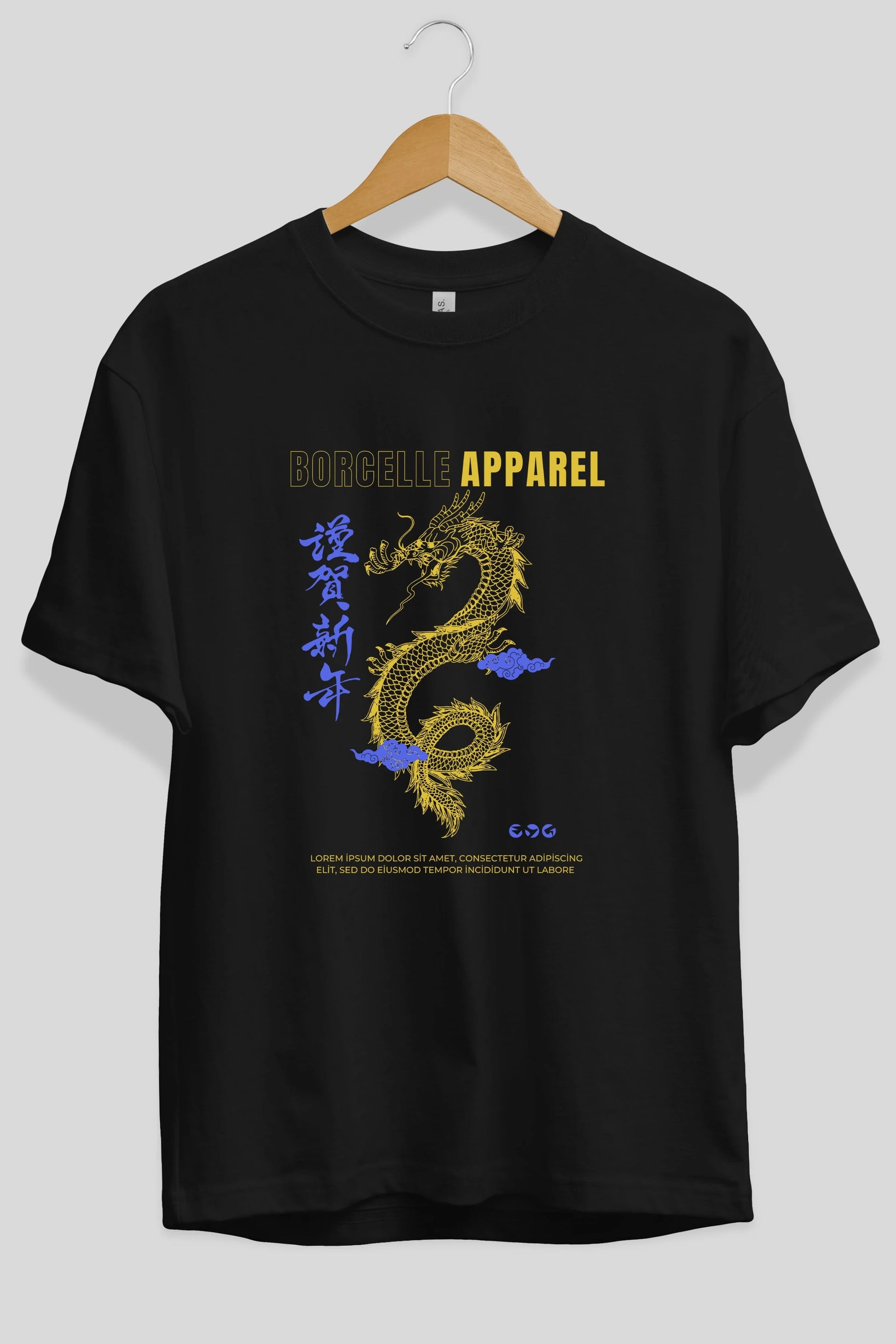 Borcelle Apparel Yazılı Ön Baskılı Oversize t-shirt Erkek Kadın Unisex