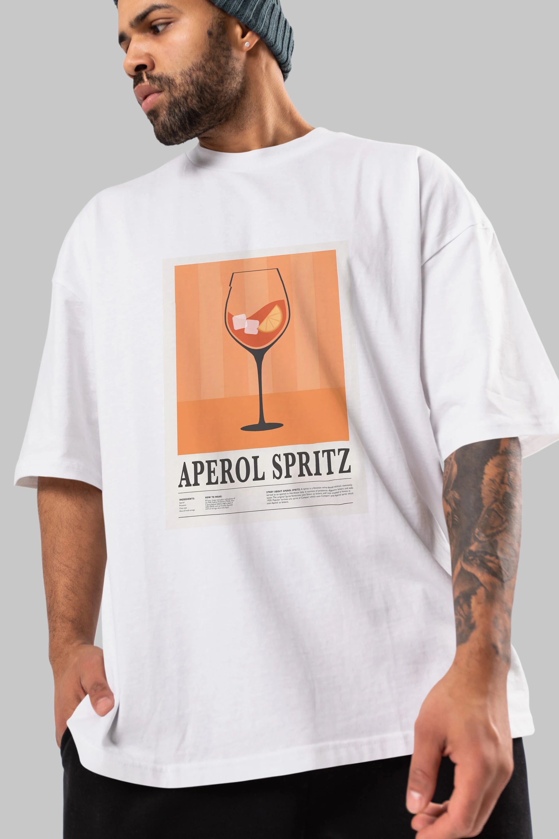Aperol Spritz 8 Ön Baskılı Oversize t-shirt Erkek Kadın Unisex %100 Pamuk Bisiklet Yaka tişort