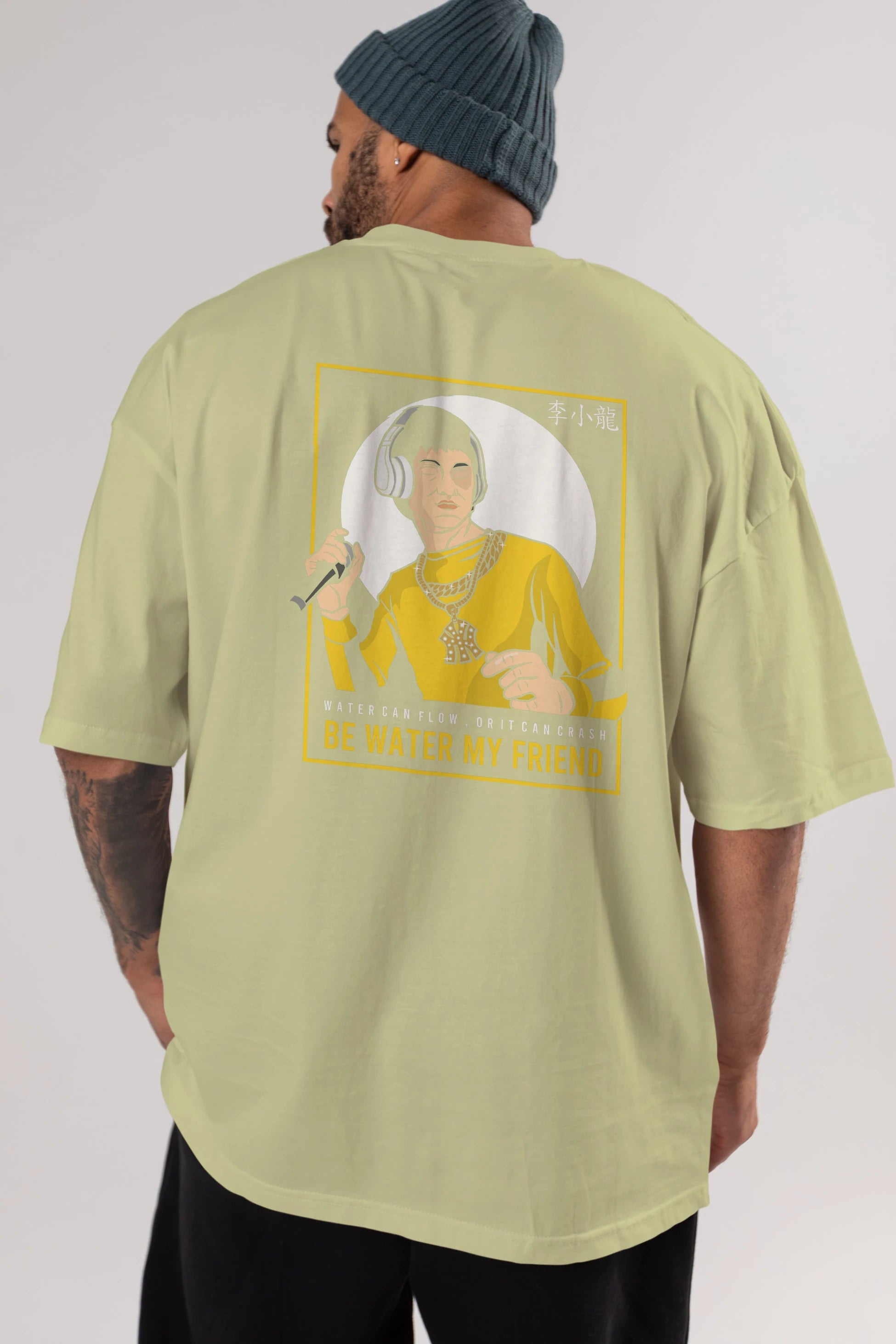 Bruce Lee Rapper Arka Baskılı Oversize t-shirt Erkek Kadın Unisex %100 Pamuk tişort