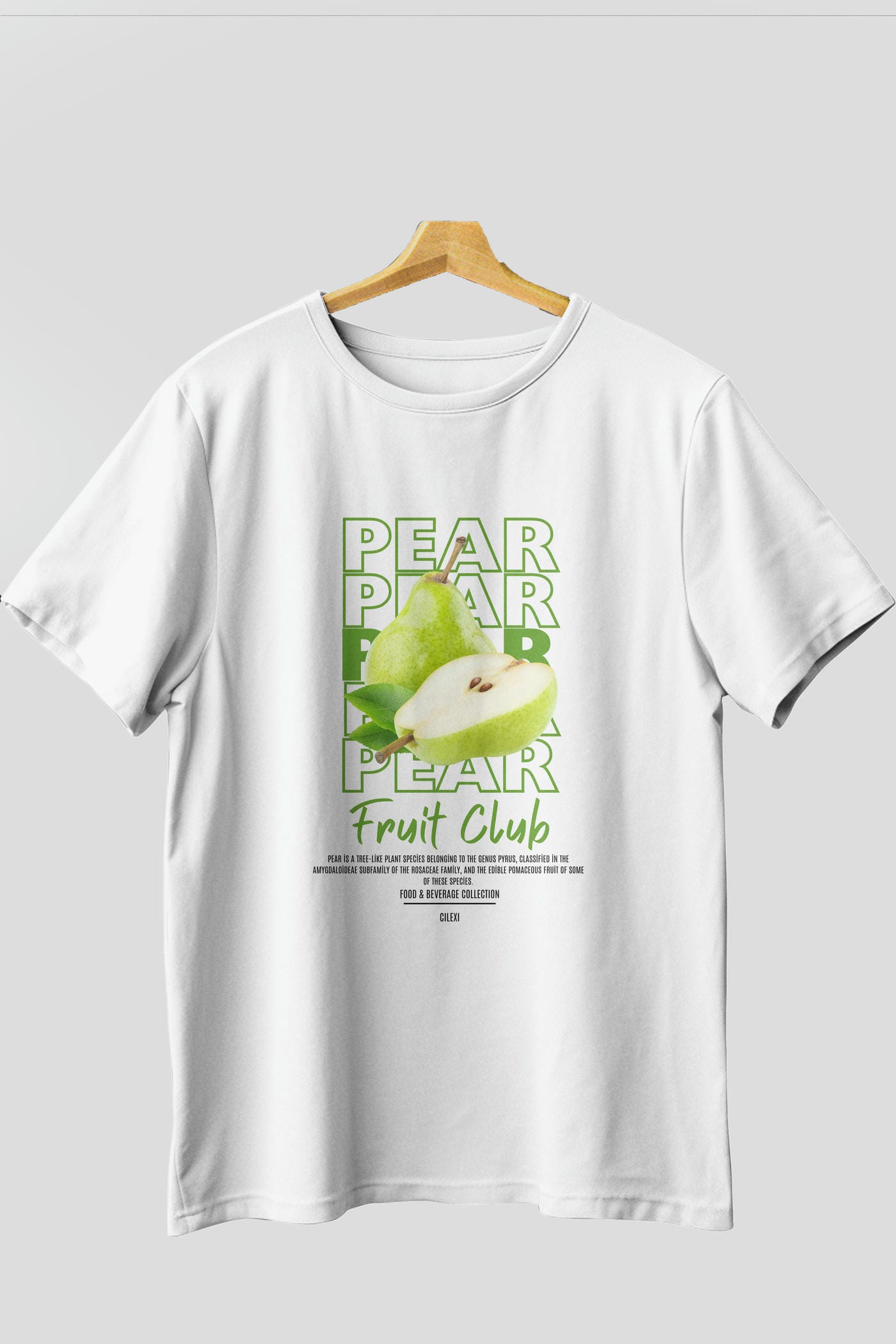 Pear Ön Baskılı Oversize t-shirt Erkek Kadın Pamuk Bisiklet Yaka tişort