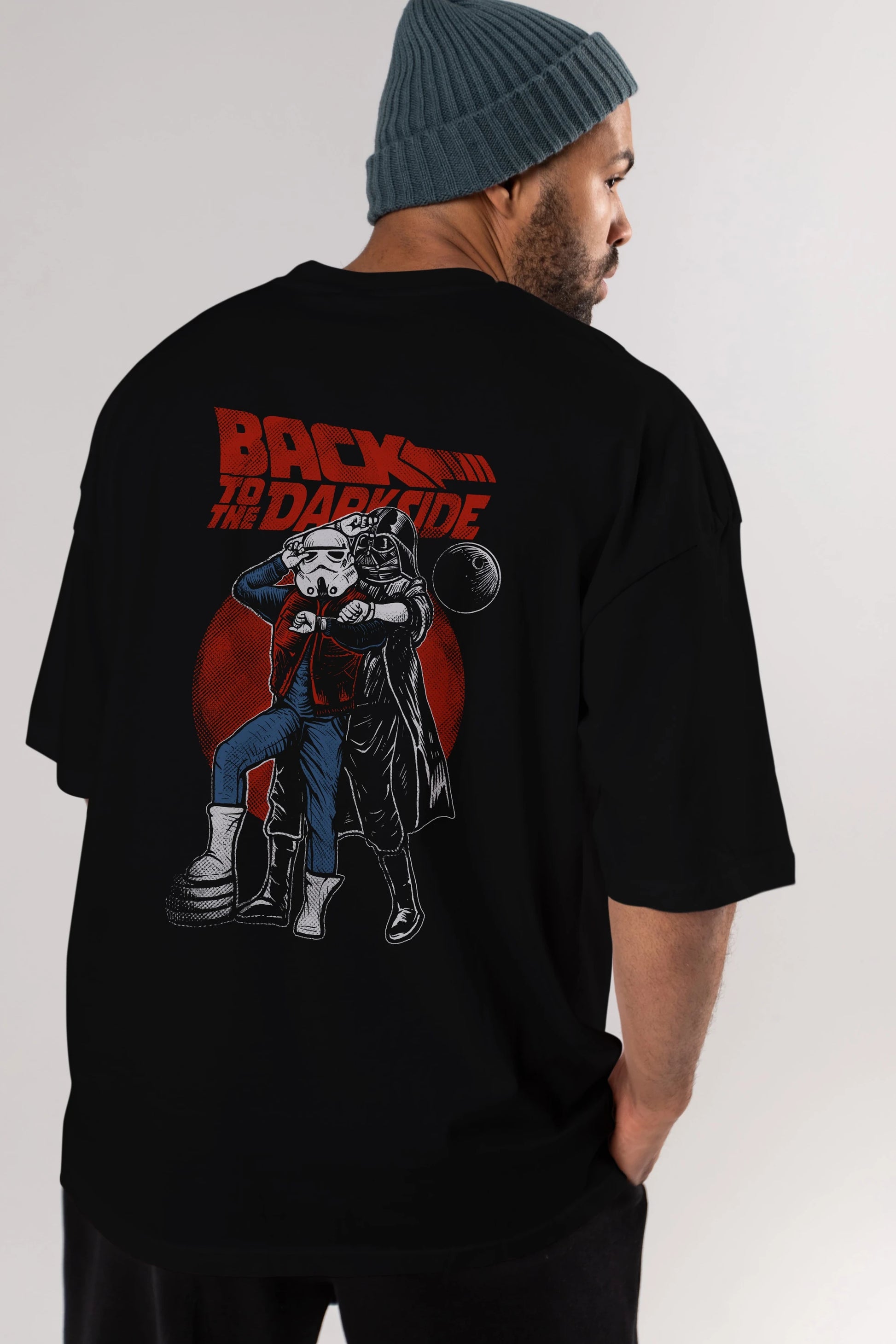 Back To The Darkside Arka Baskılı Oversize t-shirt Erkek Kadın Unisex %100 Pamuk