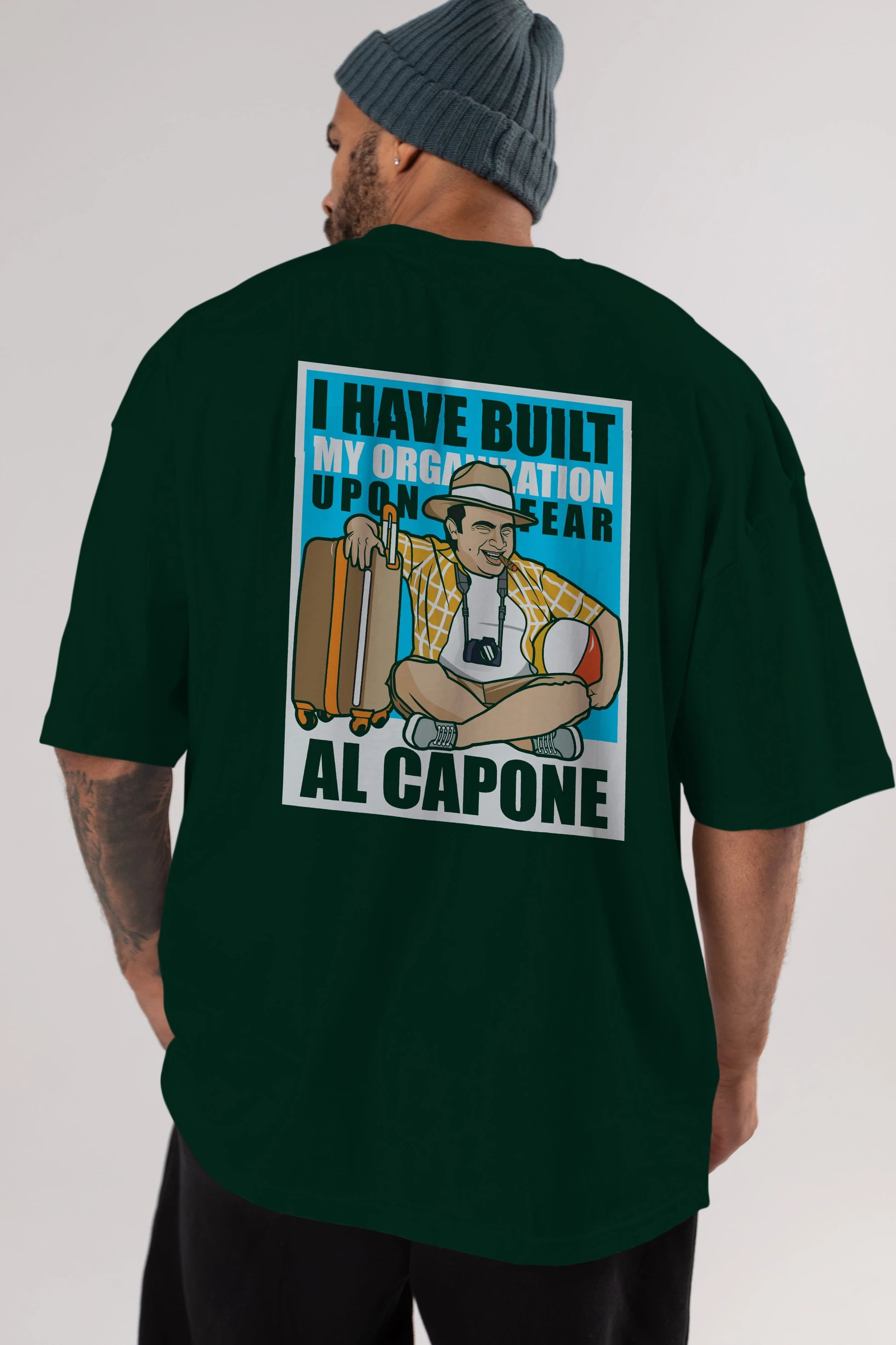 Al Capone Holiday Arka Baskılı Oversize t-shirt Erkek Kadın Unisex %100 Pamuk tişort