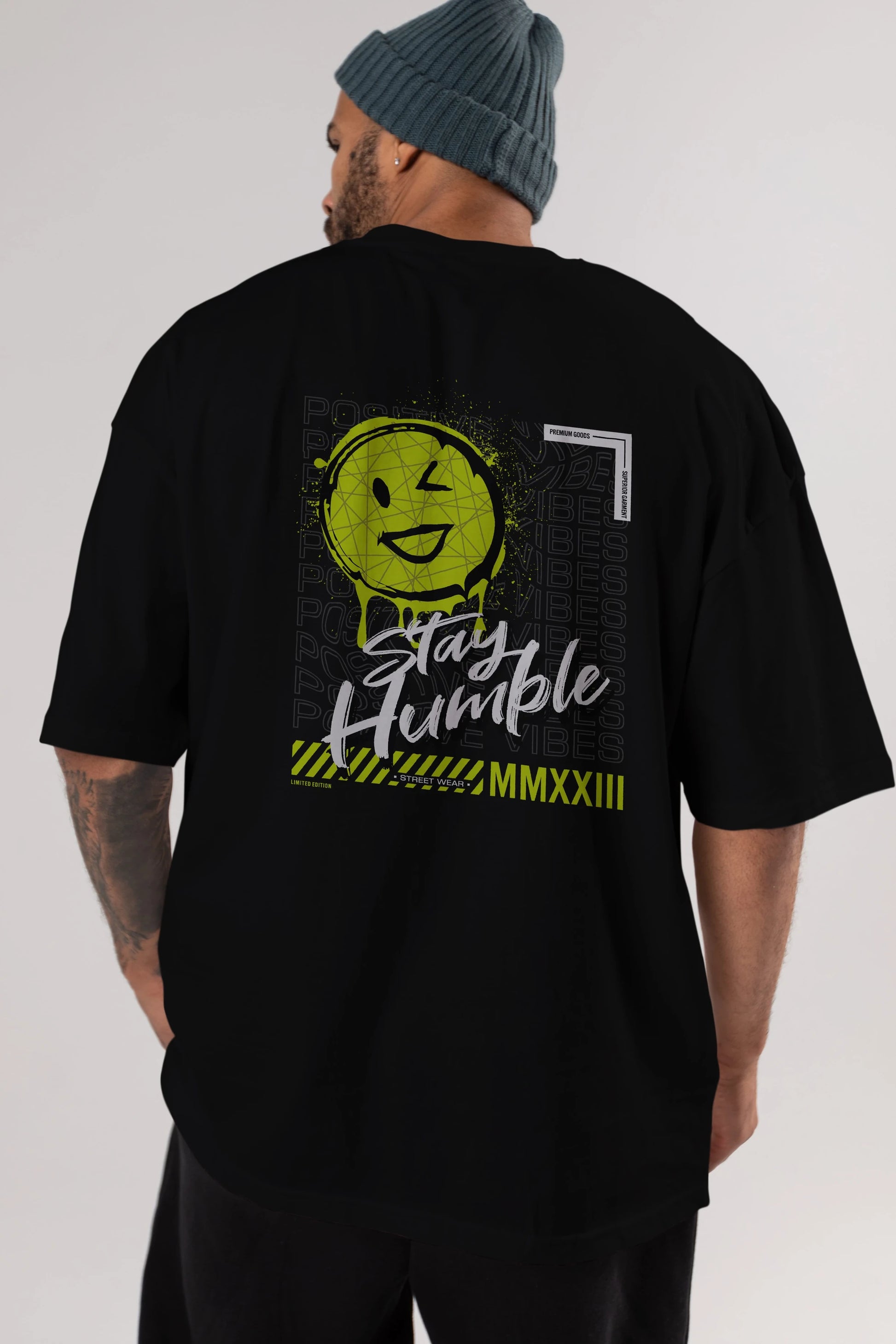 Stay Humble Arka Baskılı Oversize t-shirt Erkek Kadın Unisex