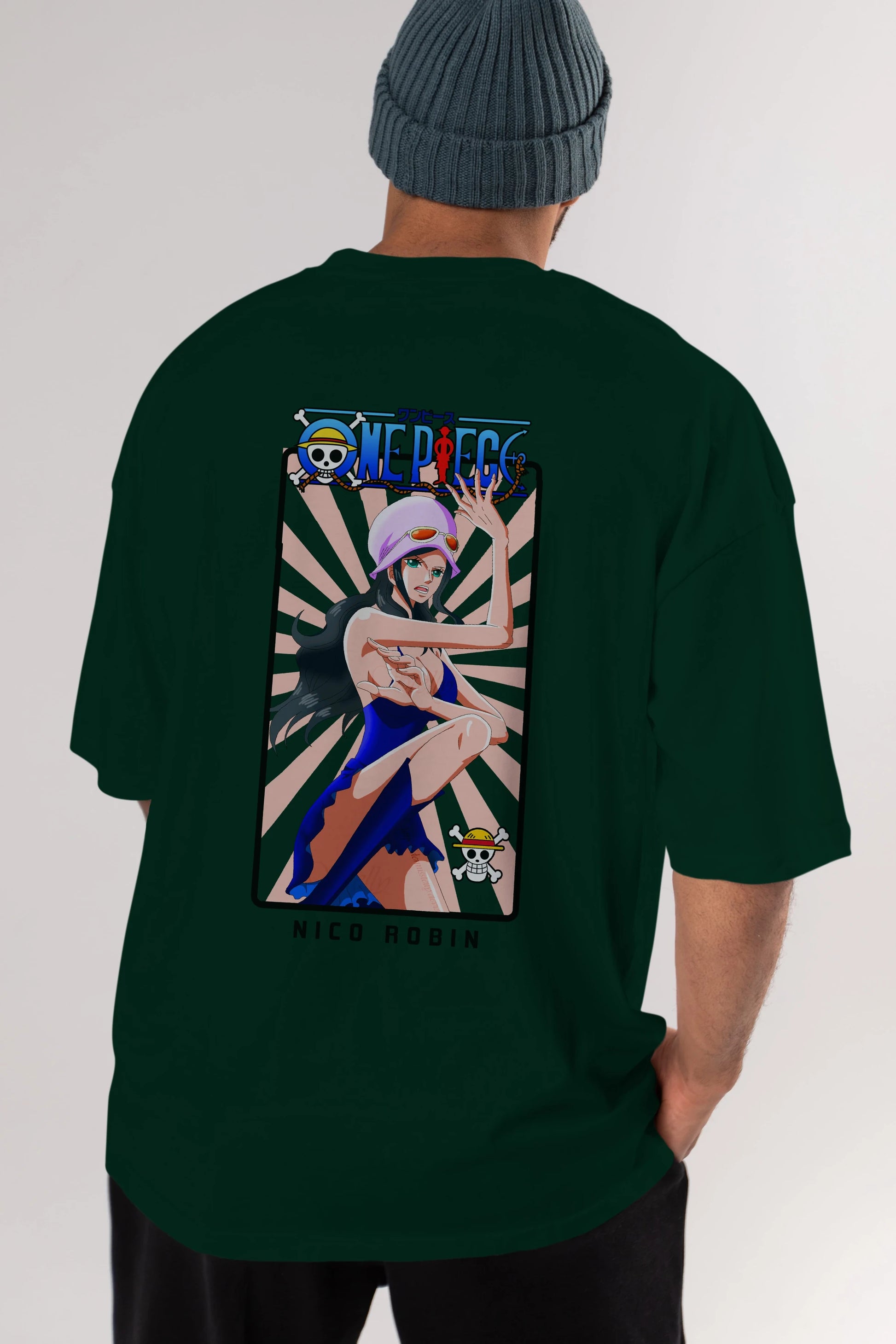 Nico Robin Anime Arka Baskılı Oversize t-shirt Erkek Kadın Unisex %100 pamuk tişort