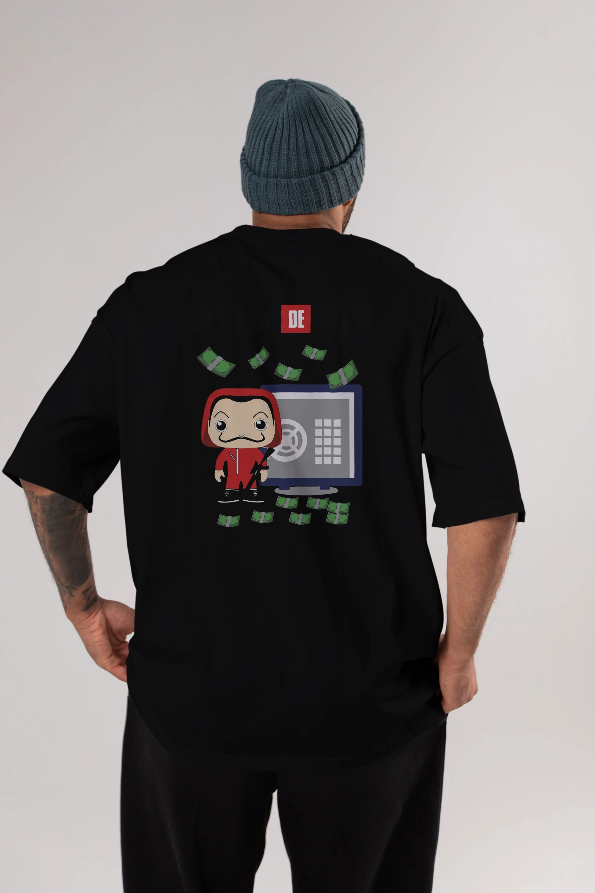 La Casa De Papel (4) Arka Baskılı Oversize t-shirt Erkek Kadın Unisex %100 Pamuk Bisiklet Yaka tişort