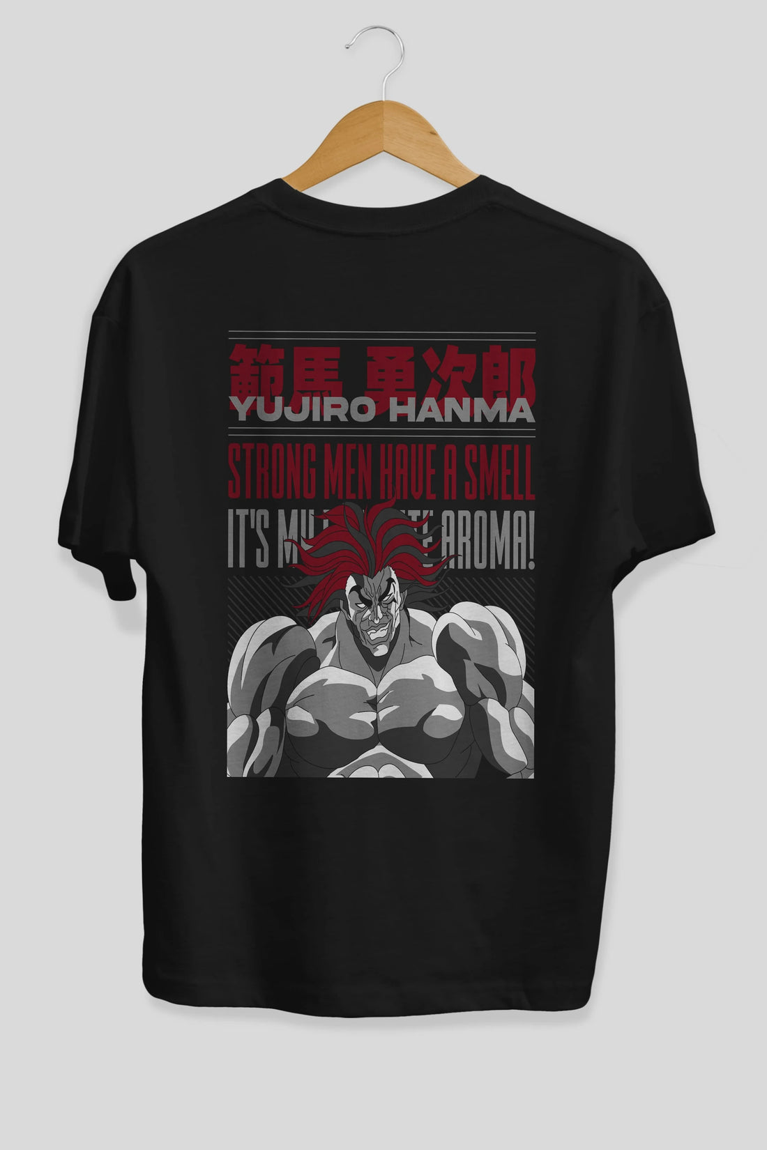 YUJIRO HANMA Anime Arka Baskılı Oversize t-shirt Erkek Kadın Unisex