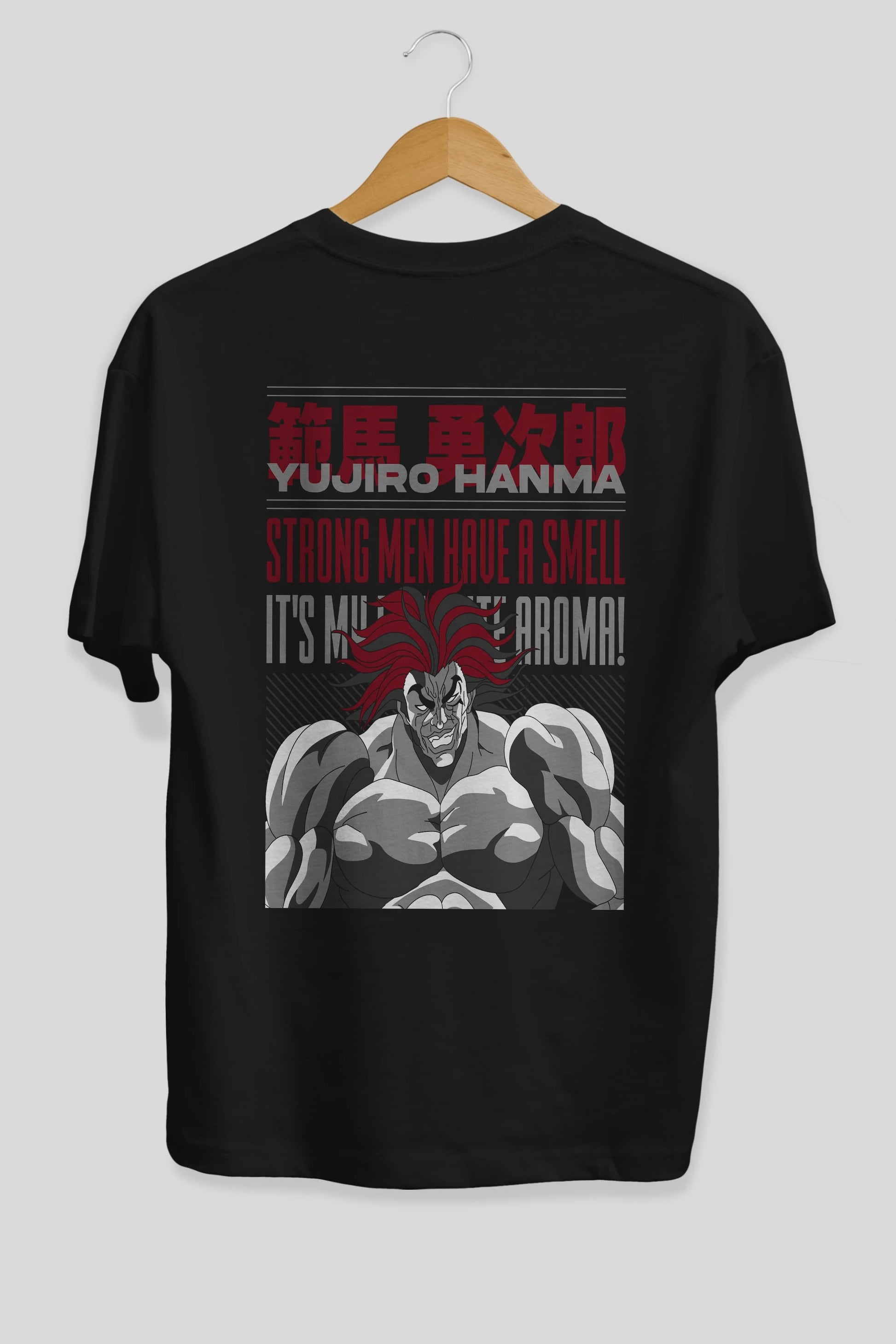 YUJIRO HANMA Anime Arka Baskılı Oversize t-shirt Erkek Kadın Unisex