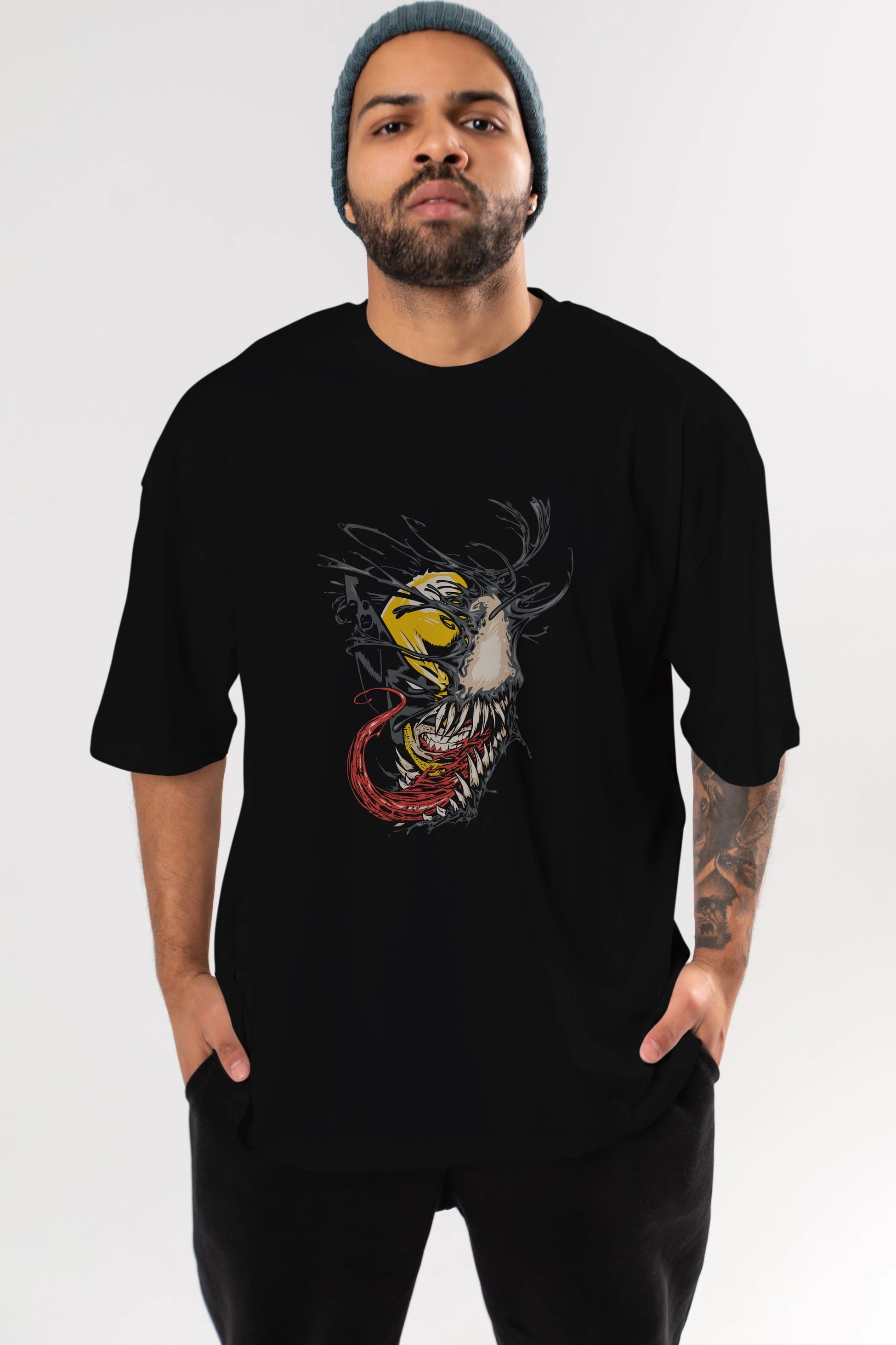 Venom (4) Ön Baskılı Oversize t-shirt Erkek Kadın Unisex %100 Pamuk Bisiklet Yaka tişort