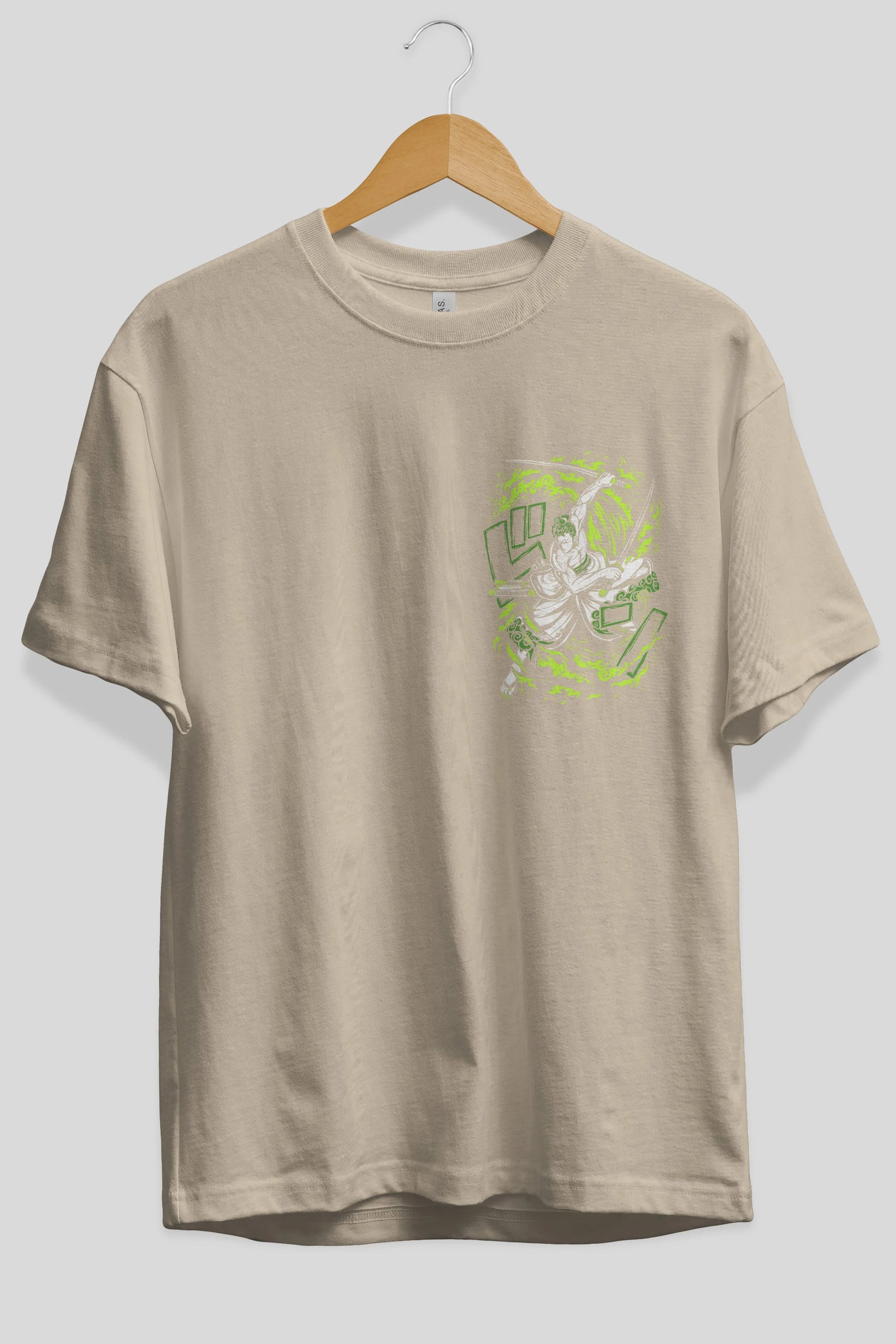 ZORO-ONE PIECE (2) Ön Sol Baskılı Oversize t-shirt Erkek Kadın Unisex %100 Pamuk Bisiklet Yaka tişort