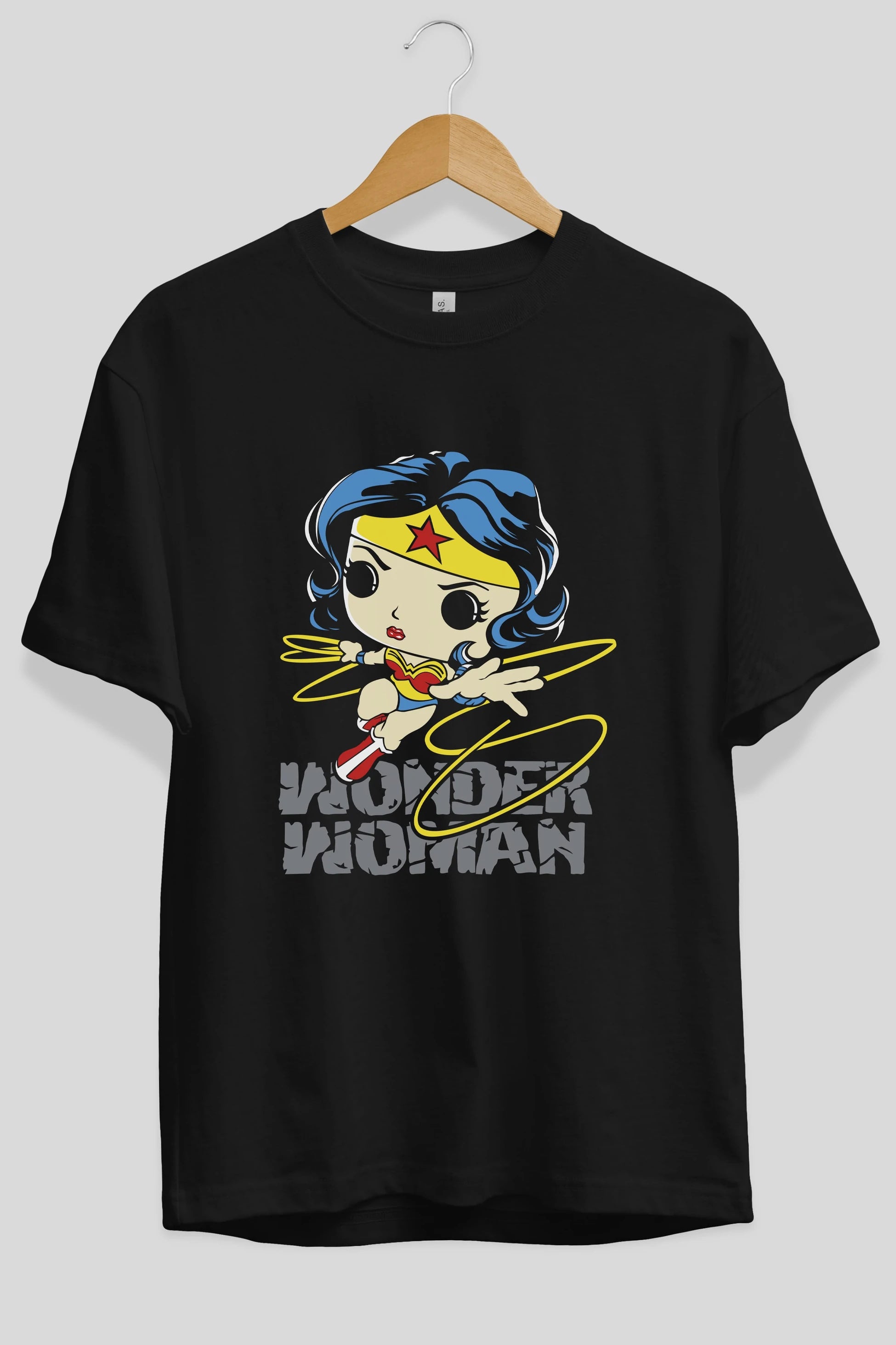 Wonder Woman Ön Baskılı Oversize t-shirt Erkek Kadın Unisex %100 Pamuk Bisiklet Yaka tişort