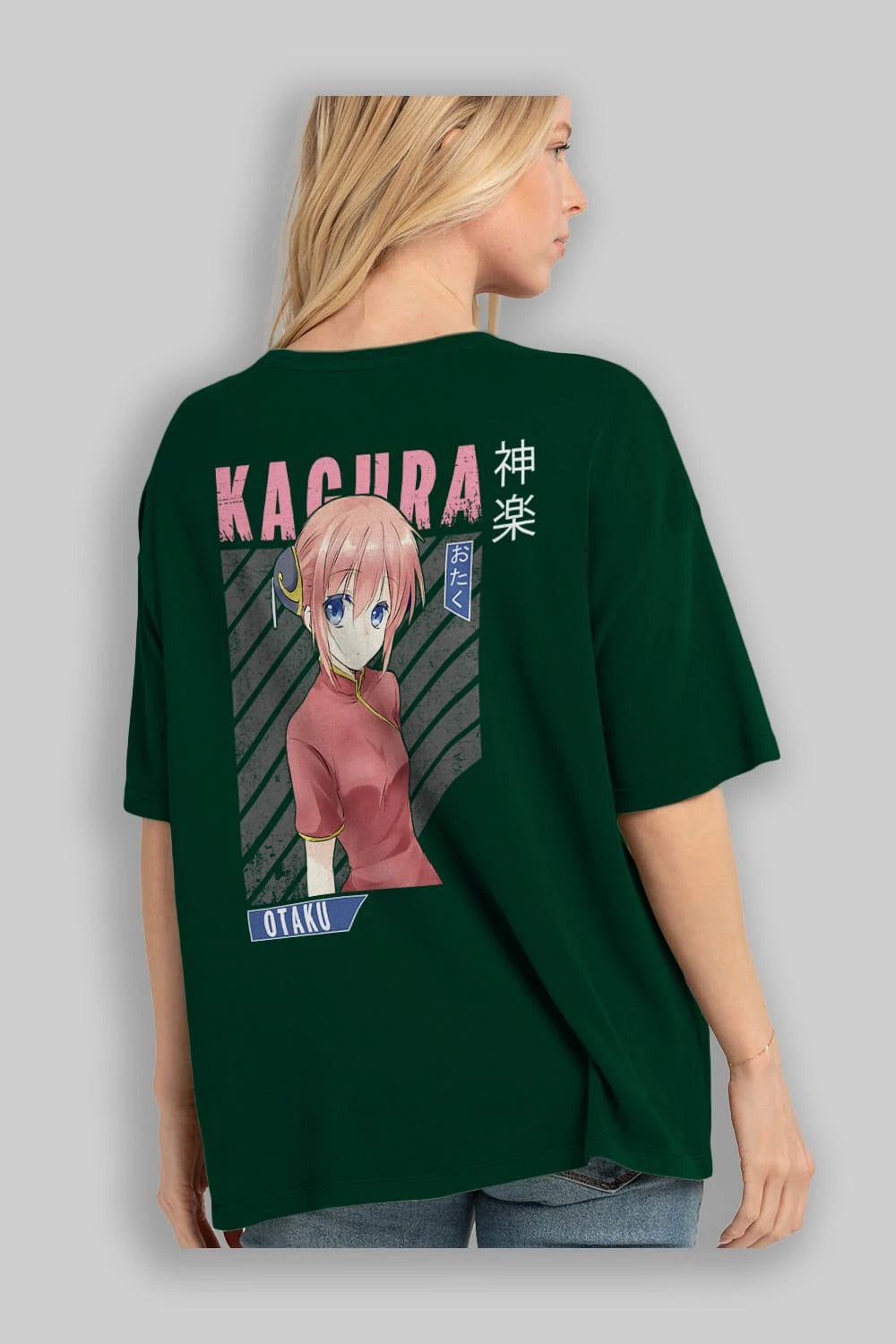 Kagura GINTAMA Anime Arka Baskılı Oversize t-shirt Erkek Kadın Unisex