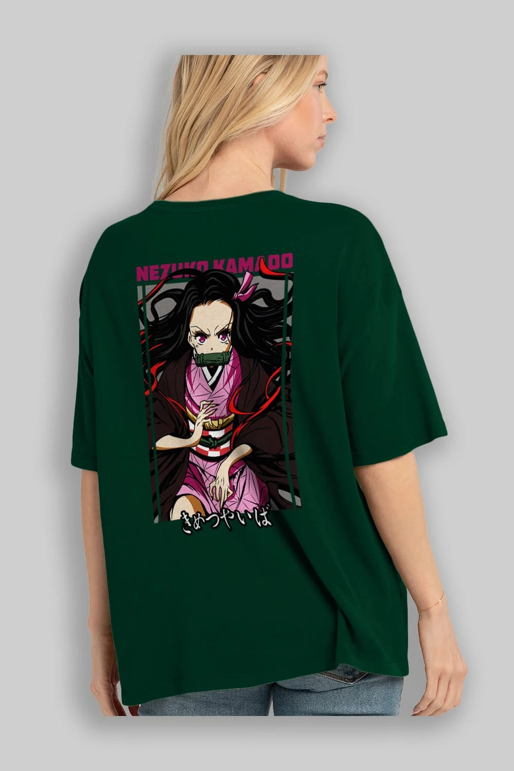 Nezuko Kamado 1 Anime Arka Baskılı Oversize t-shirt Erkek Kadın Unisex
