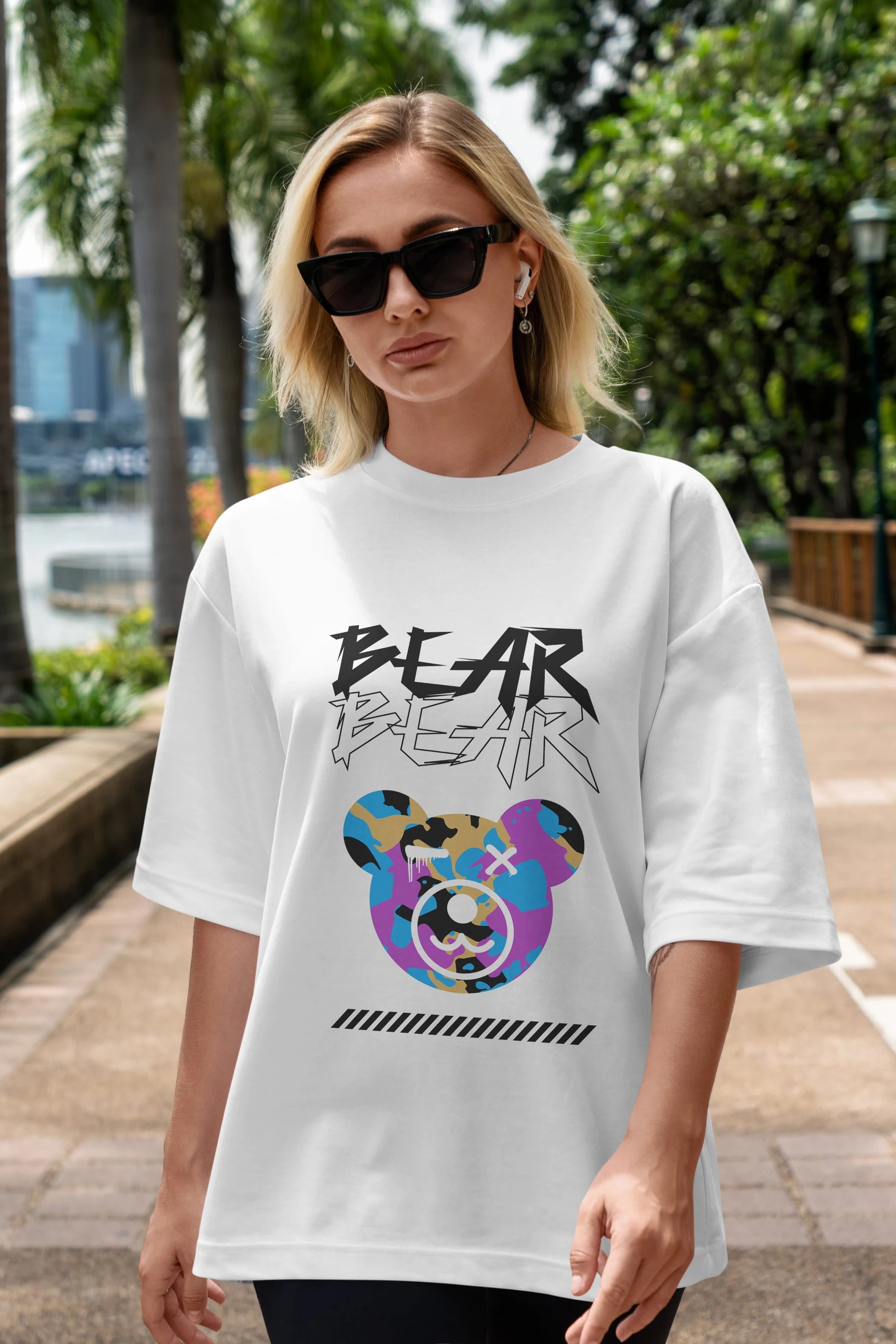 Bear Bear Ön Baskılı Oversize t-shirt Erkek Kadın Unisex