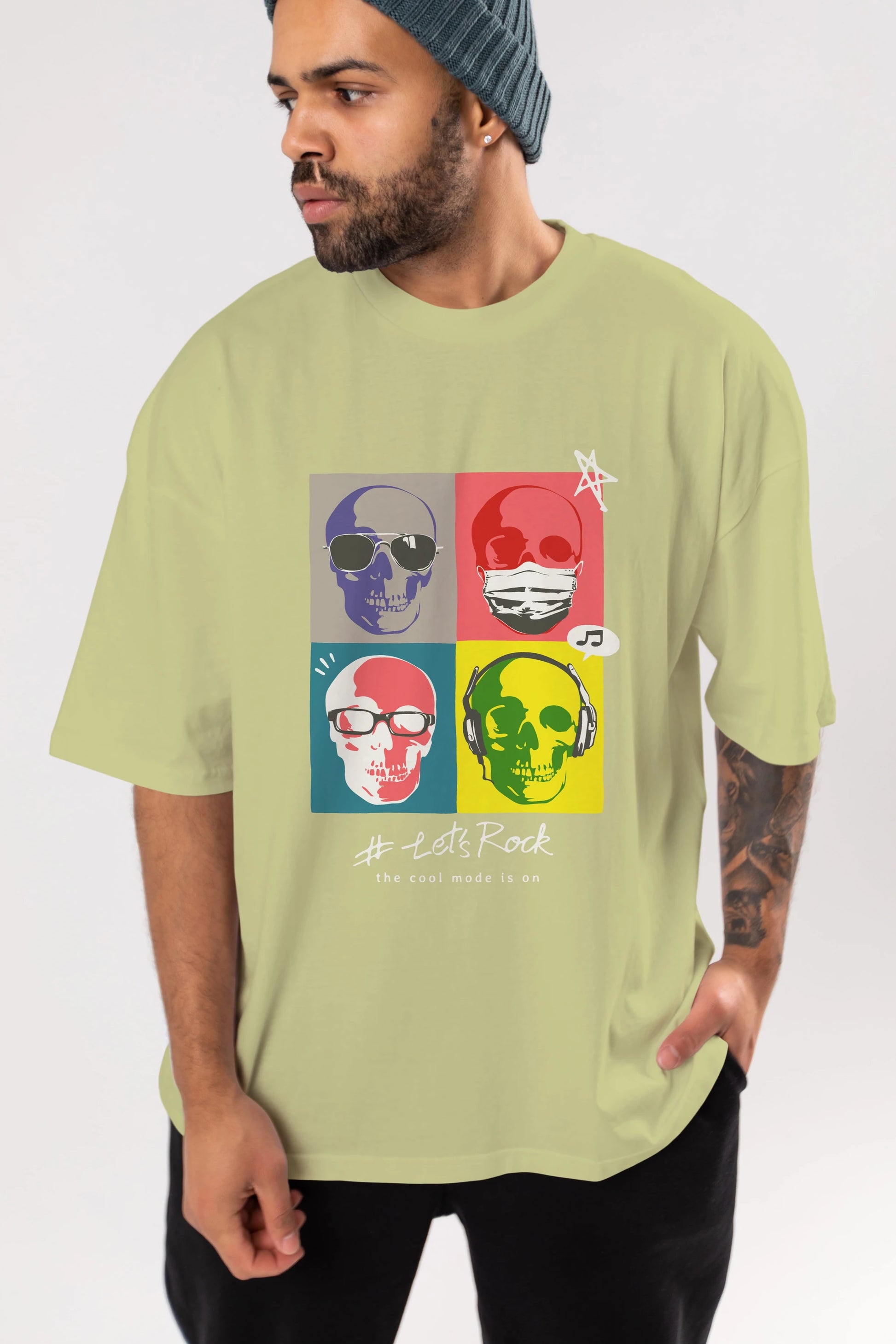 Lets Rock Ön Baskılı Oversize t-shirt Erkek Kadın Unisex