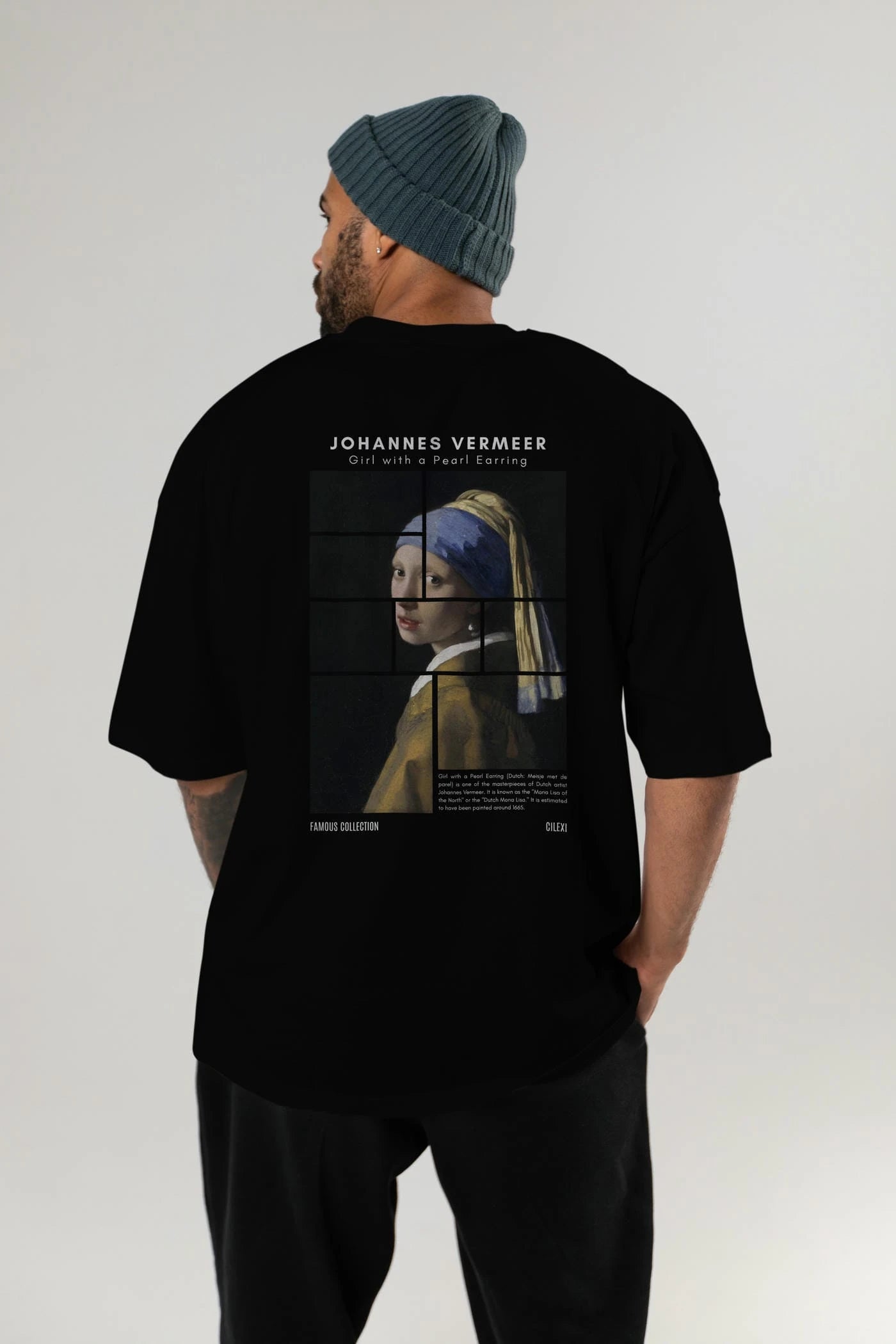 Johannes Vermeer Arka Baskılı Oversize t-shirt Erkek Kadın Bisiklet Yaka Pamuk tişort