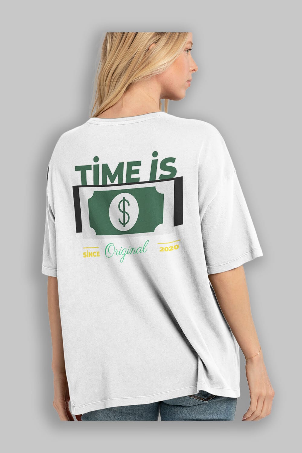 Time is Original Arka Baskılı Oversize t-shirt Erkek Kadın Unisex