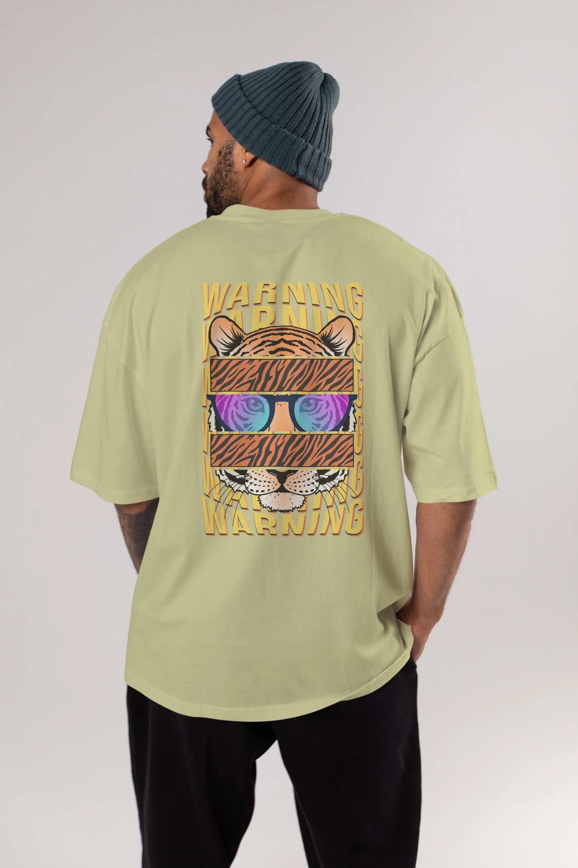 Warning Yazılı Arka Baskılı Oversize t-shirt Erkek Kadın Unisex