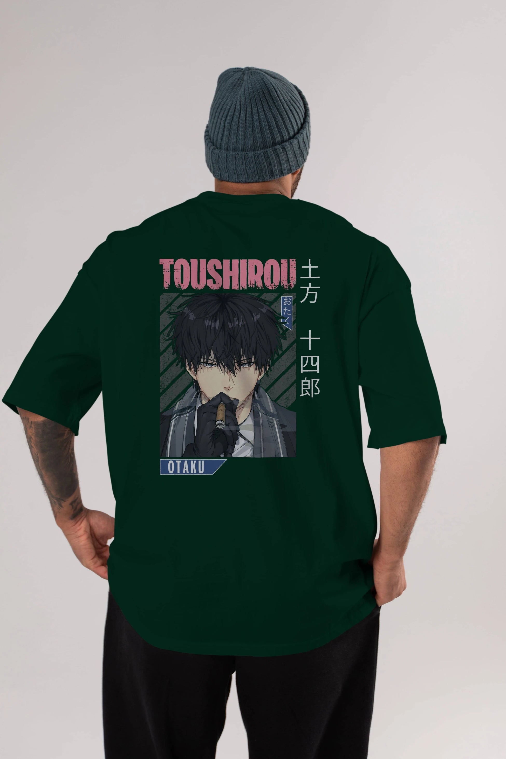 Toushirou Hijikata 2 Anime Arka Baskılı Oversize t-shirt Erkek Kadın Unisex