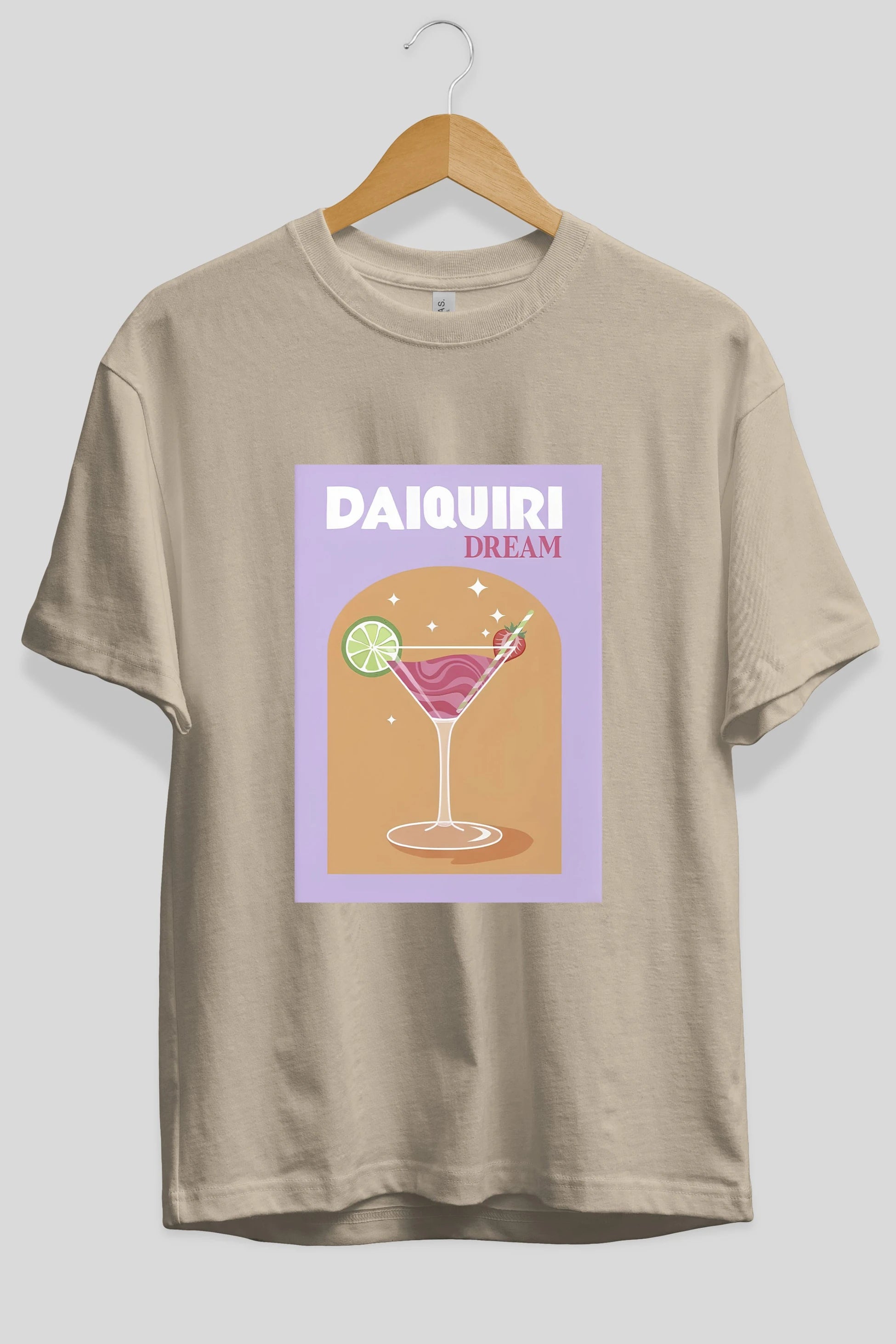 Daiquiri Dream Ön Baskılı Oversize t-shirt Erkek Kadın Unisex %100 Pamuk Bisiklet Yaka tişort