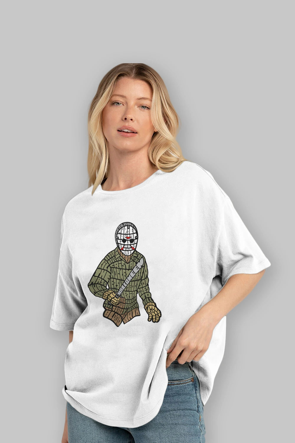 Jason Ön Baskılı Oversize t-shirt %100 pamuk Erkek Kadın Unisex