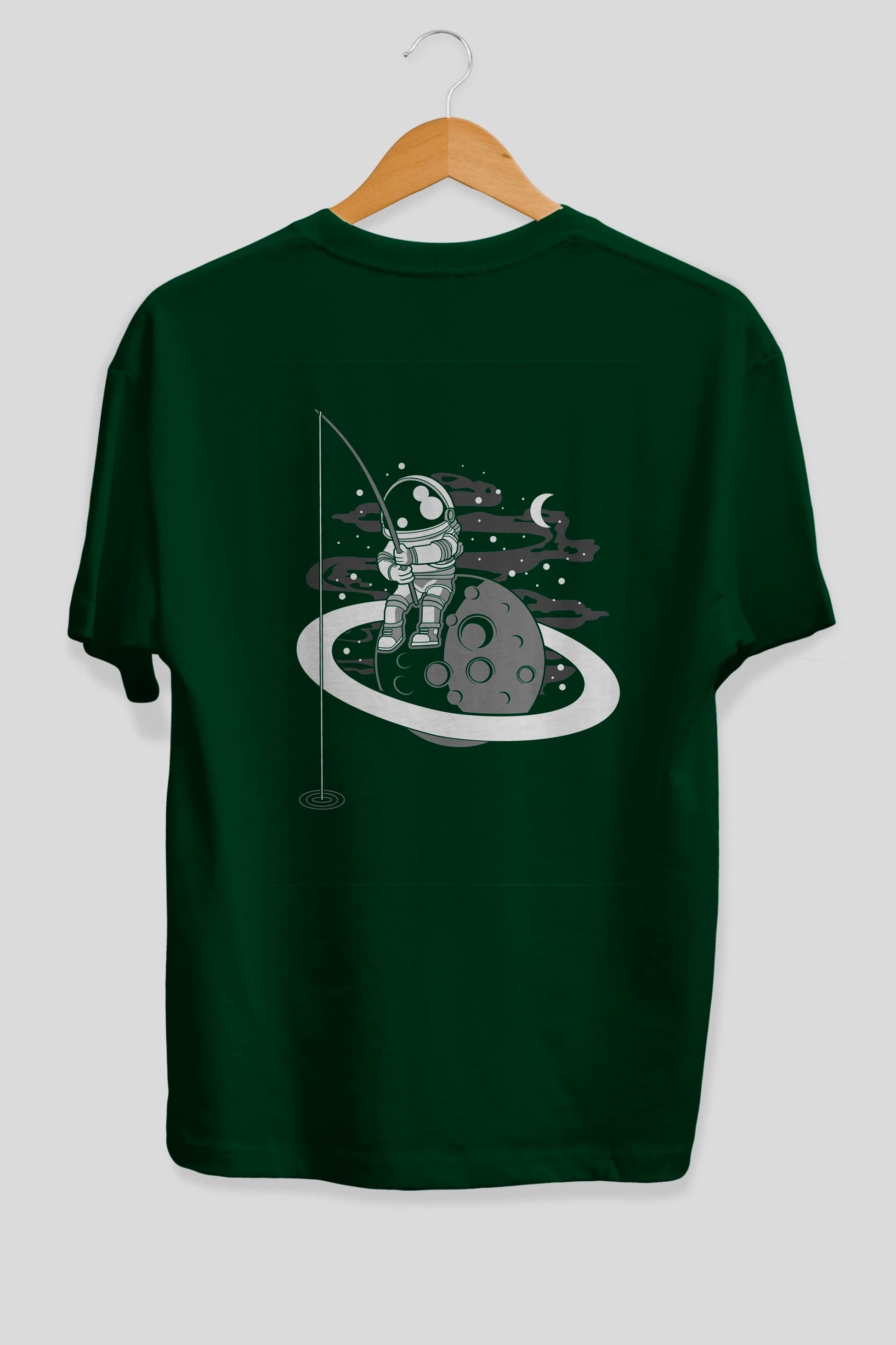 Astronaut  Fishing Arka Baskılı Oversize t-shirt Erkek Kadın Unisex