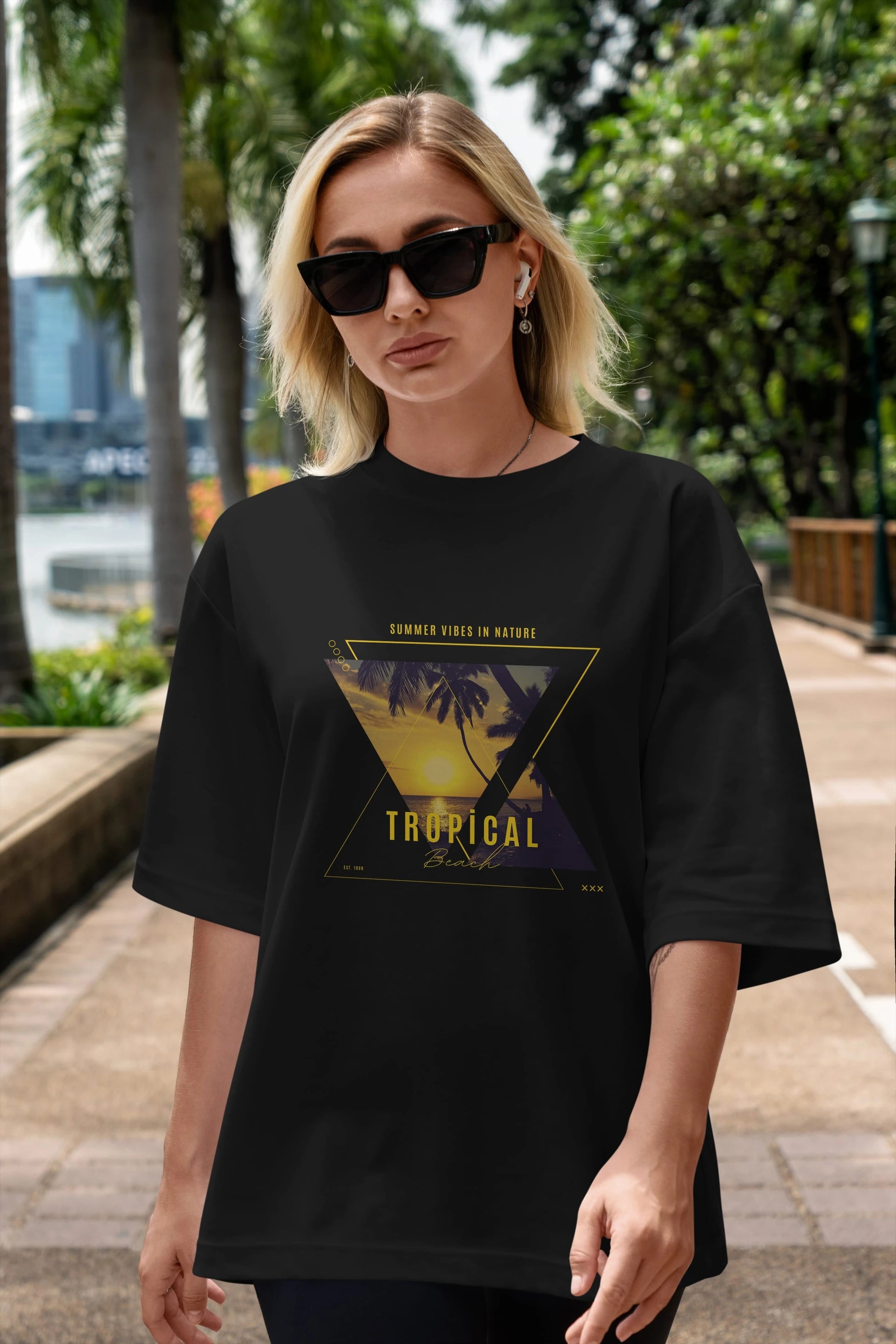 Summer Vibes Yazılı Ön Baskılı Oversize t-shirt Erkek Kadın Unisex