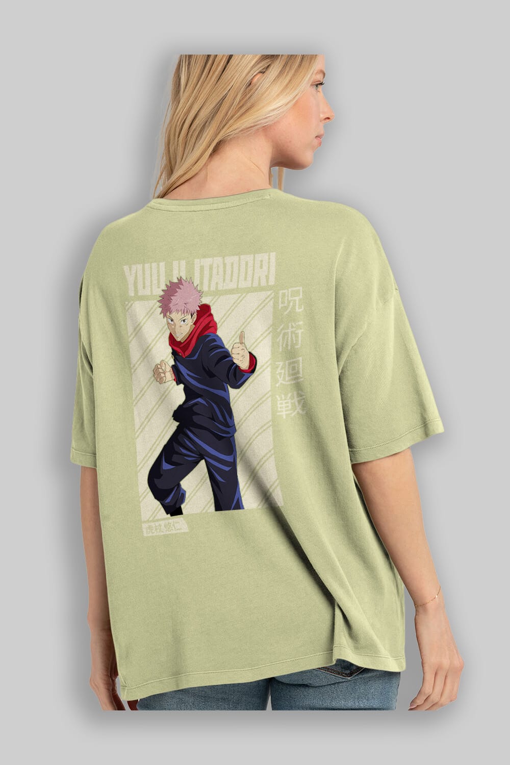 Yuuji Itadori 1 Anime Arka Baskılı Oversize t-shirt Erkek Kadın Unisex