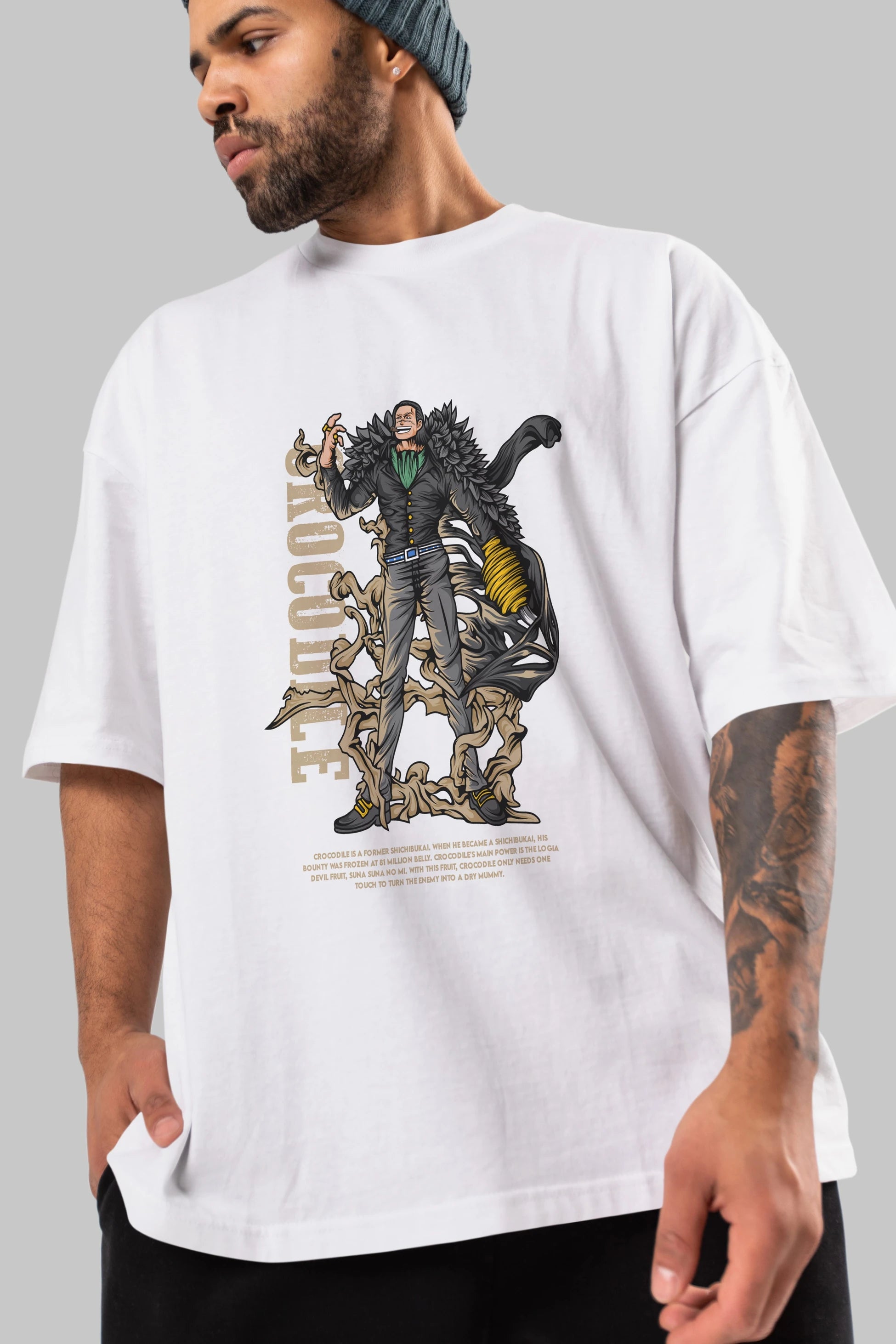 Crocodile Anime Ön Baskılı Oversize t-shirt %100 pamuk Erkek Kadın Unisex
