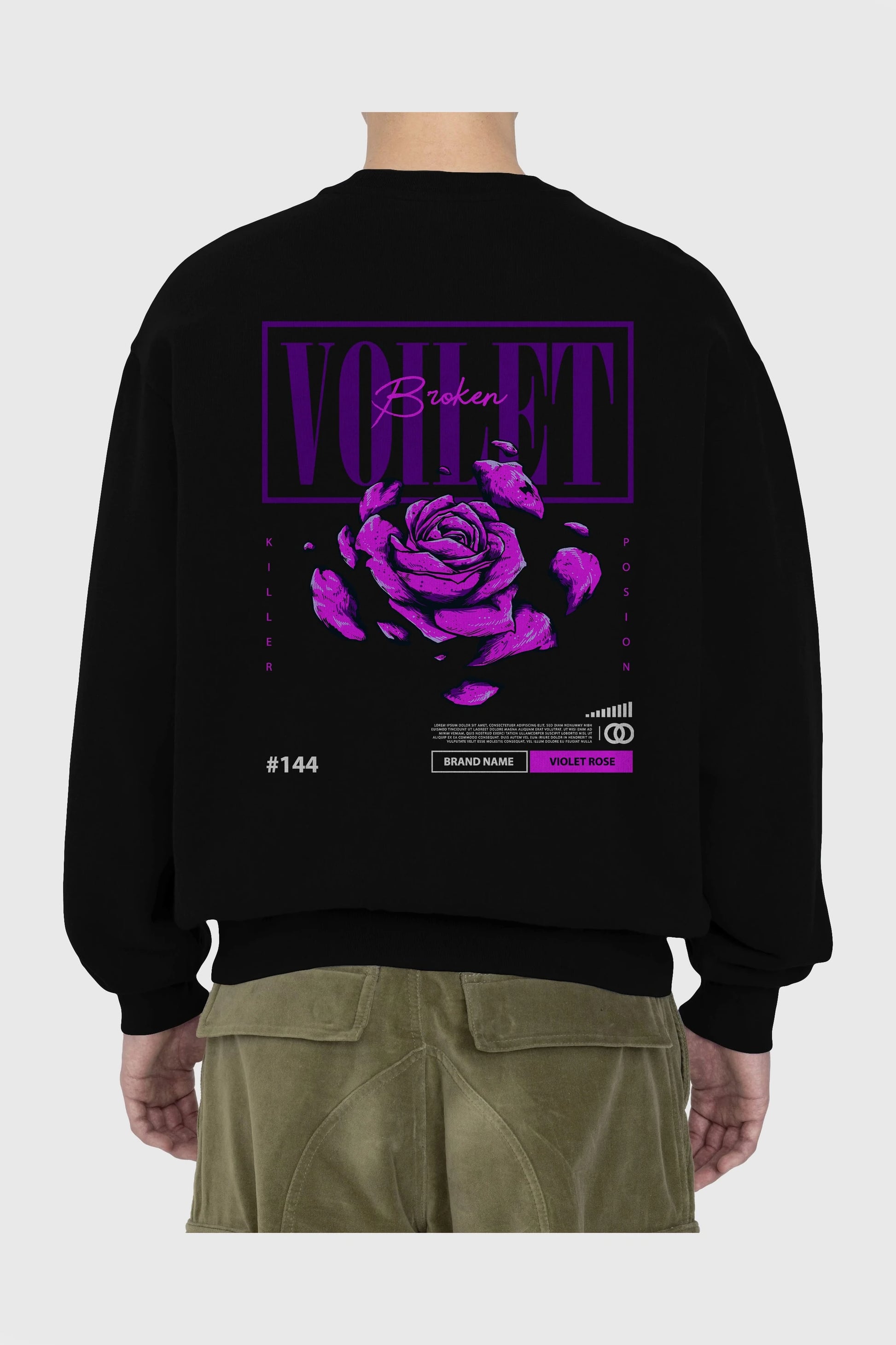 Voilet Broken Arka Baskılı Oversize Sweatshirt Erkek Kadın Unisex