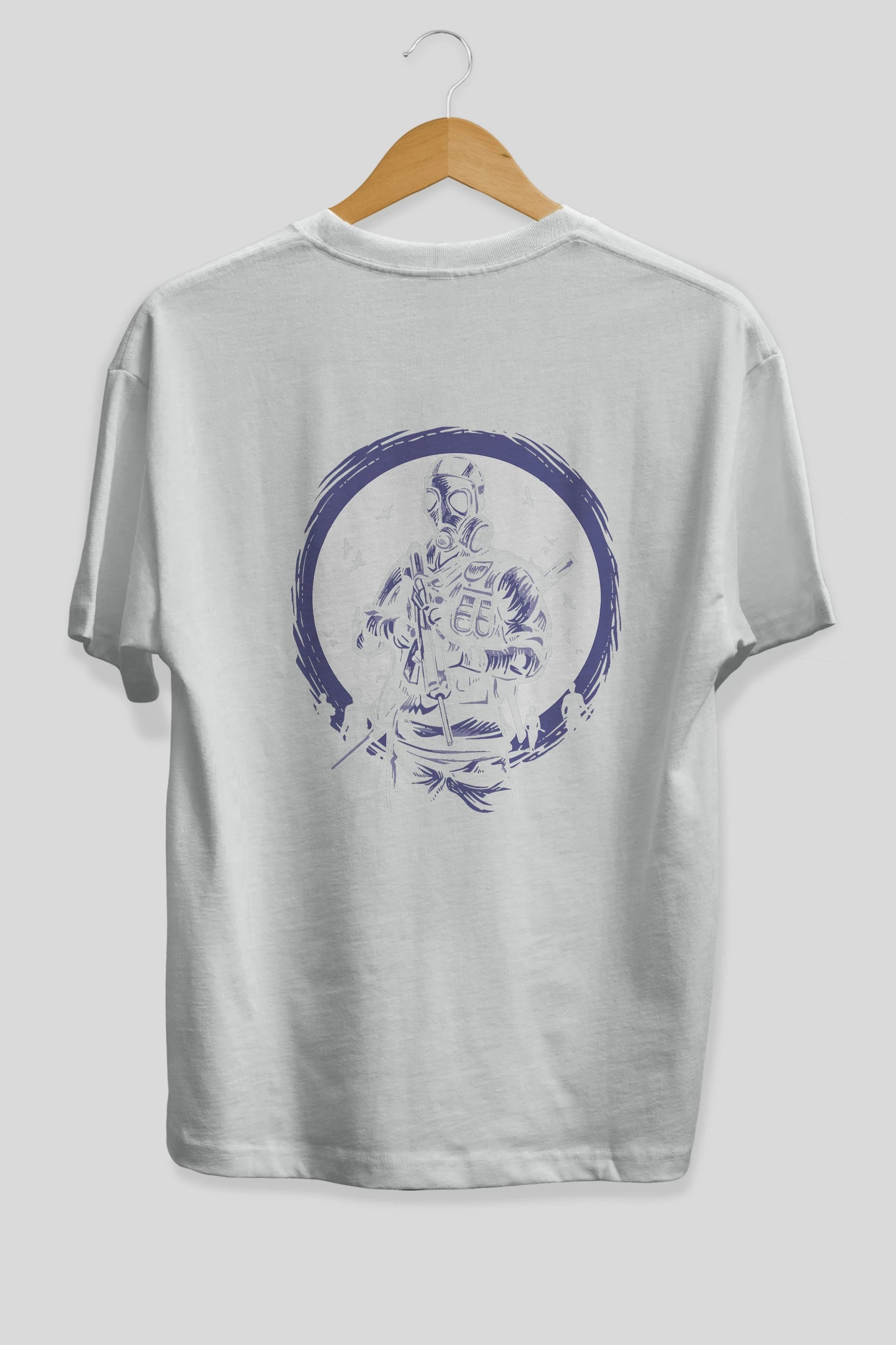 Gas Mask Soldier Arka Baskılı Oversize t-shirt Erkek Kadın Unisex %100 Pamuk
