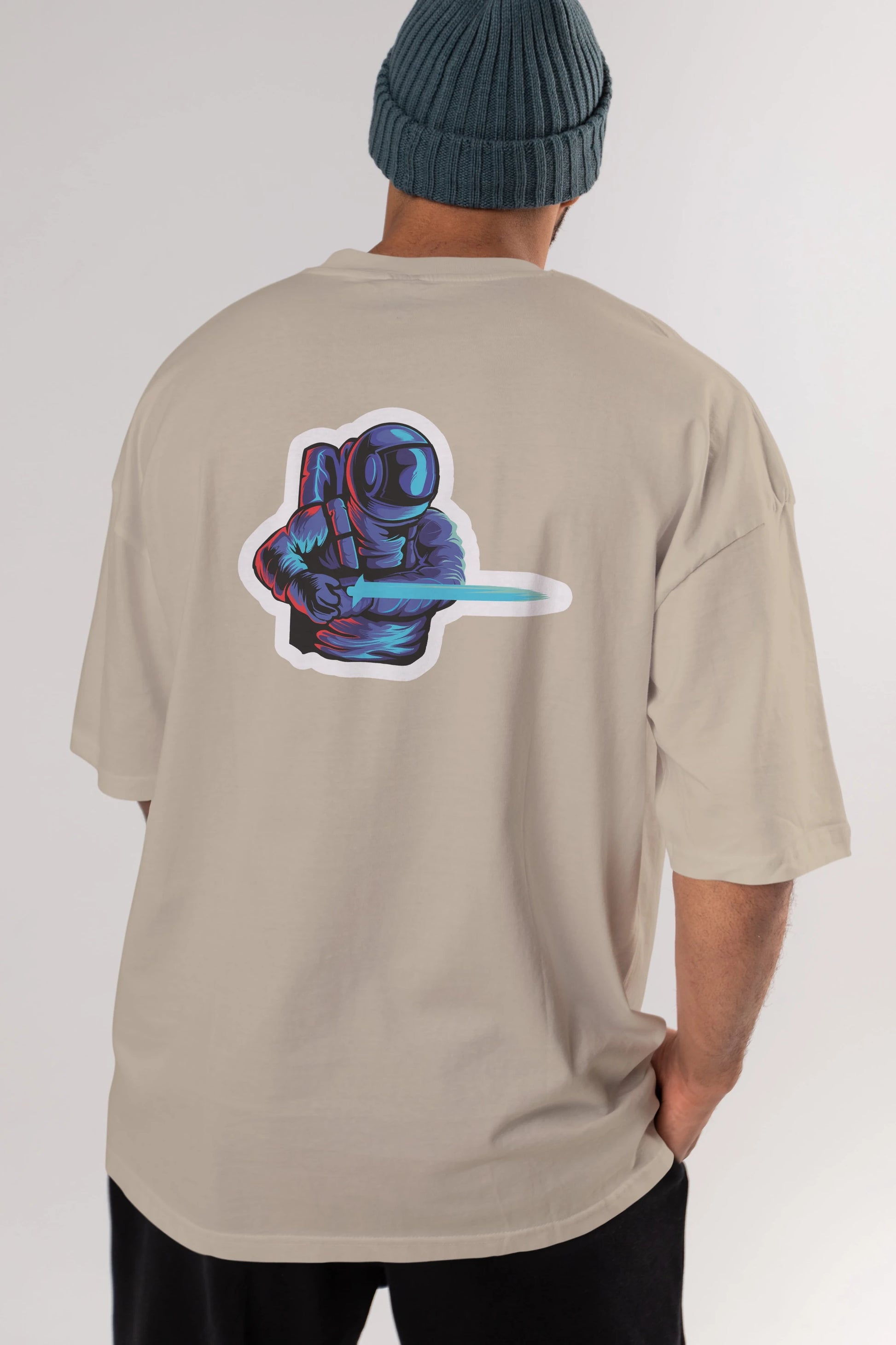Astro Knight Sticker Arka Baskılı Oversize t-shirt Erkek Kadın Unisex