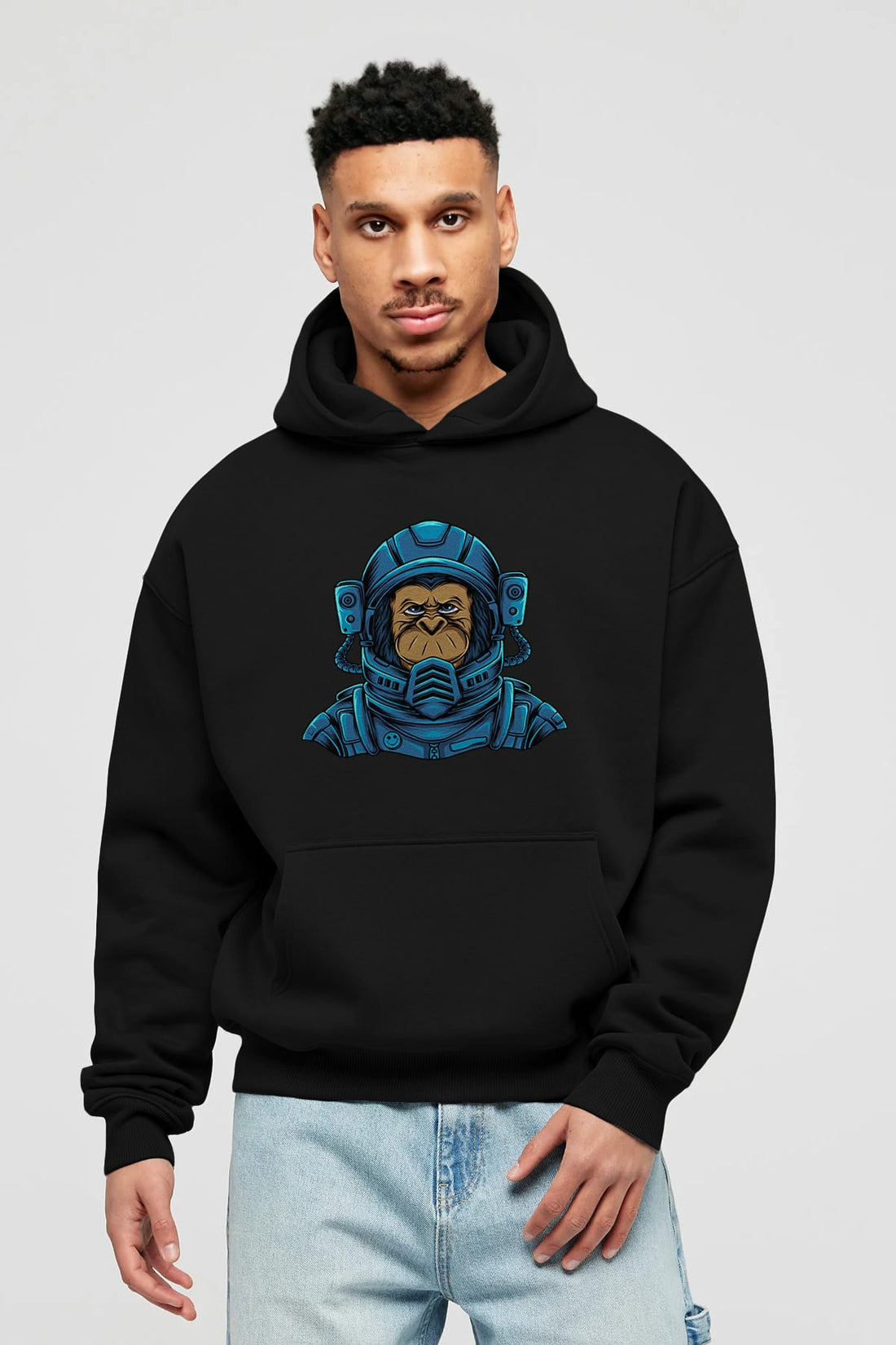Astromonkey Ön Baskılı Hoodie Oversize Kapüşonlu Sweatshirt Erkek Kadın Unisex