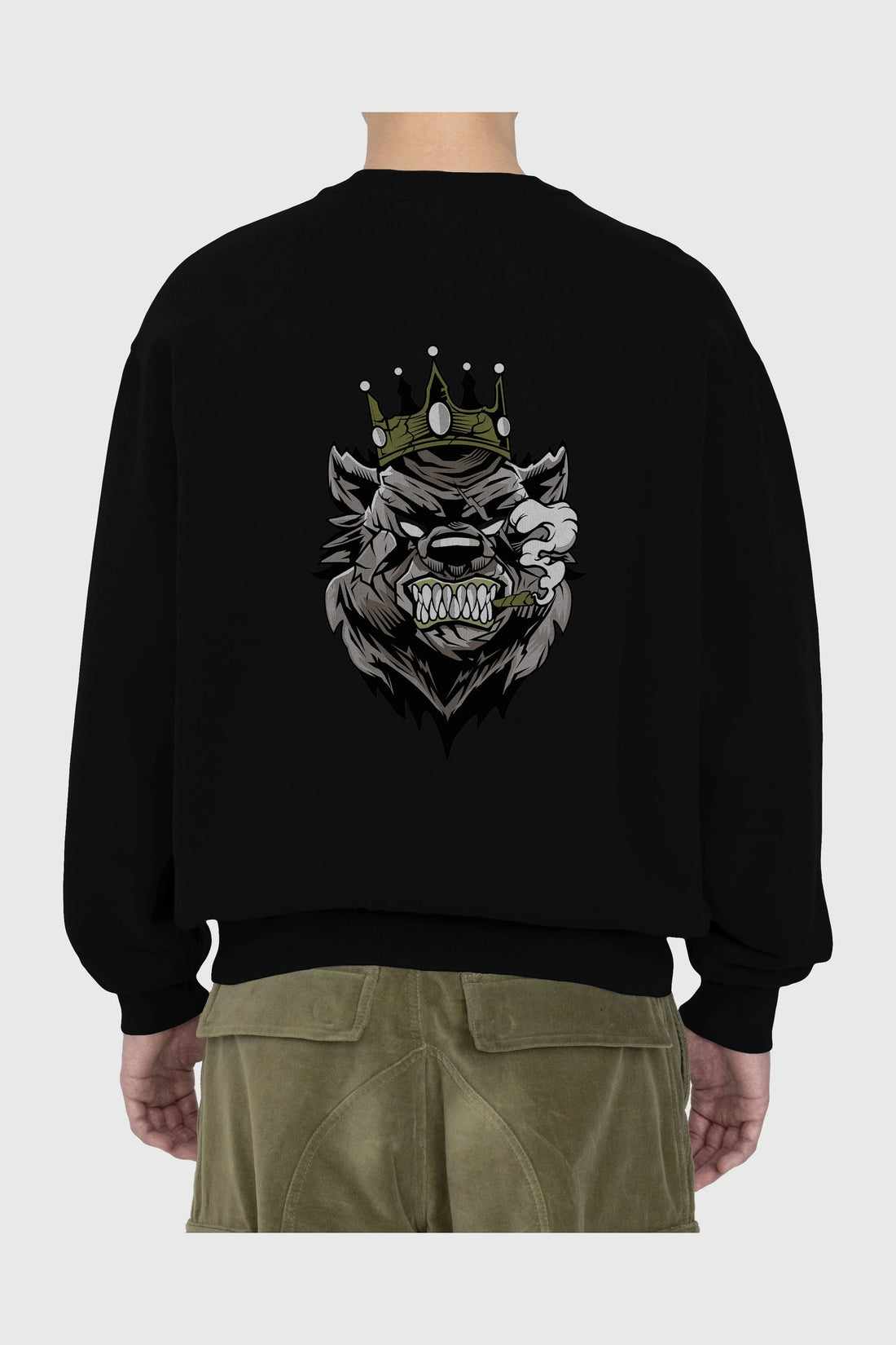 Bear King Arka Baskılı Oversize Sweatshirt Erkek Kadın Unisex