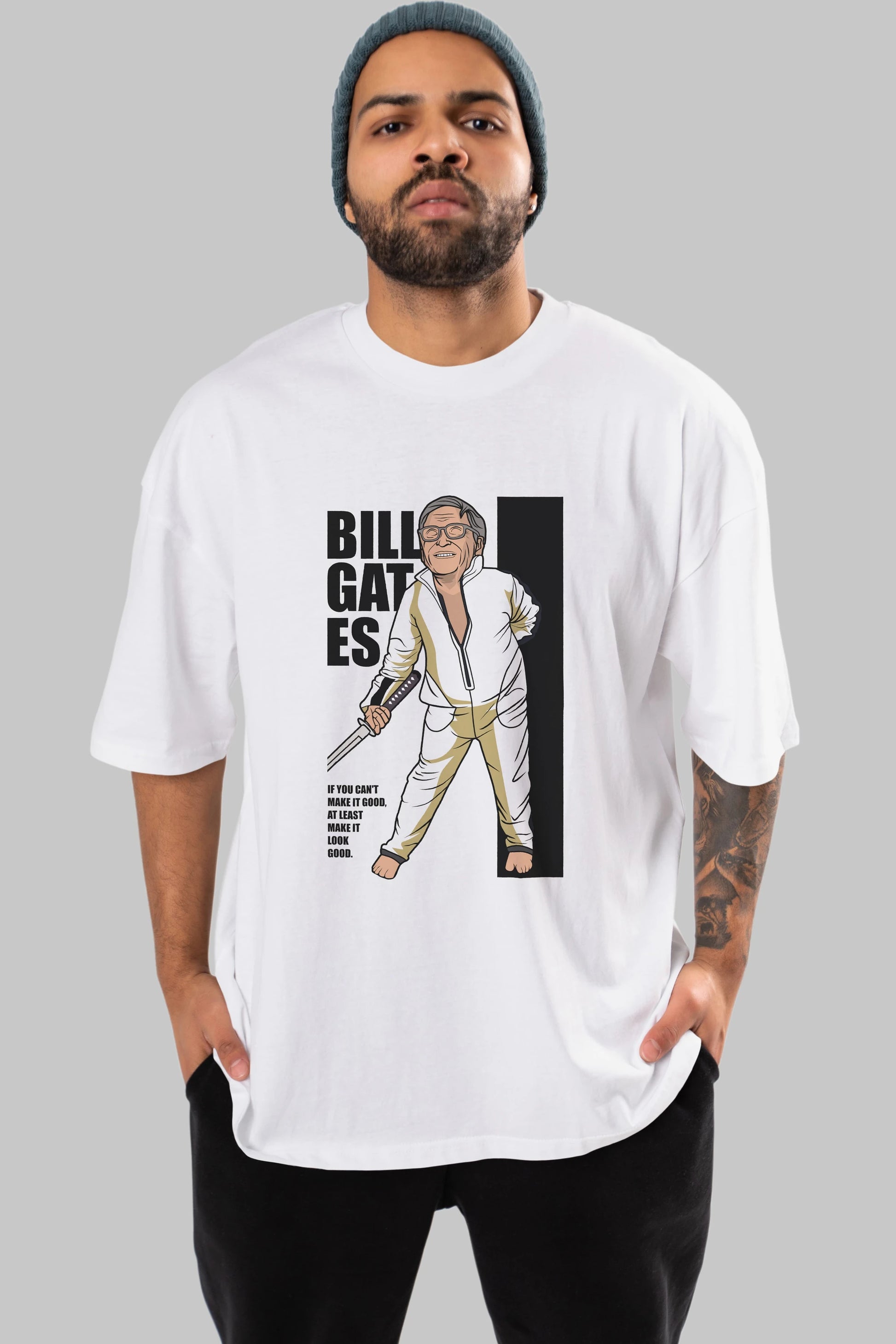 Bill Gates Ön Baskılı Oversize t-shirt Erkek Kadın Unisex %100 Pamuk tişort