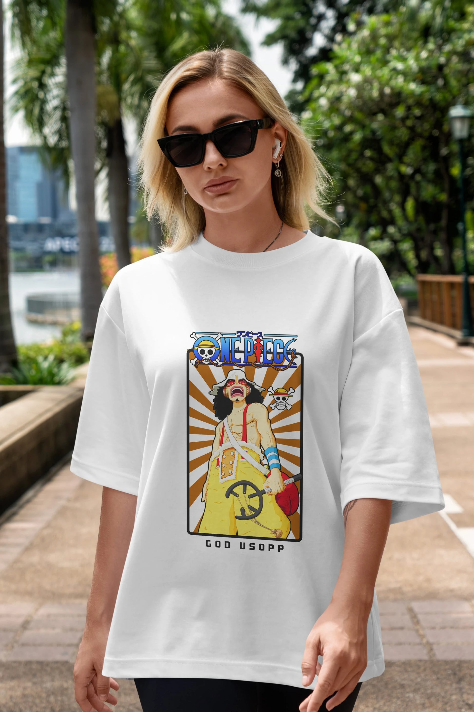 Usopp Anime Ön Baskılı Oversize t-shirt Erkek Kadın Unisex