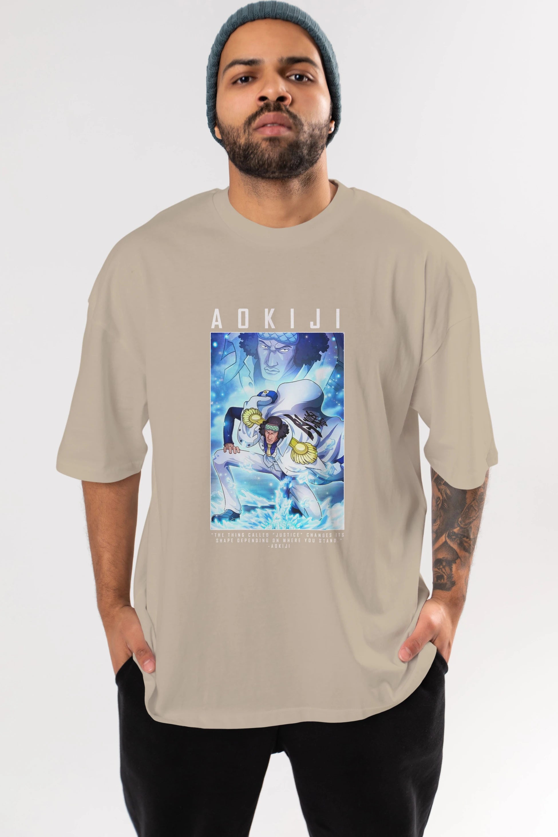Kuzan Anime Ön Baskılı Oversize t-shirt Erkek Kadın Unisex