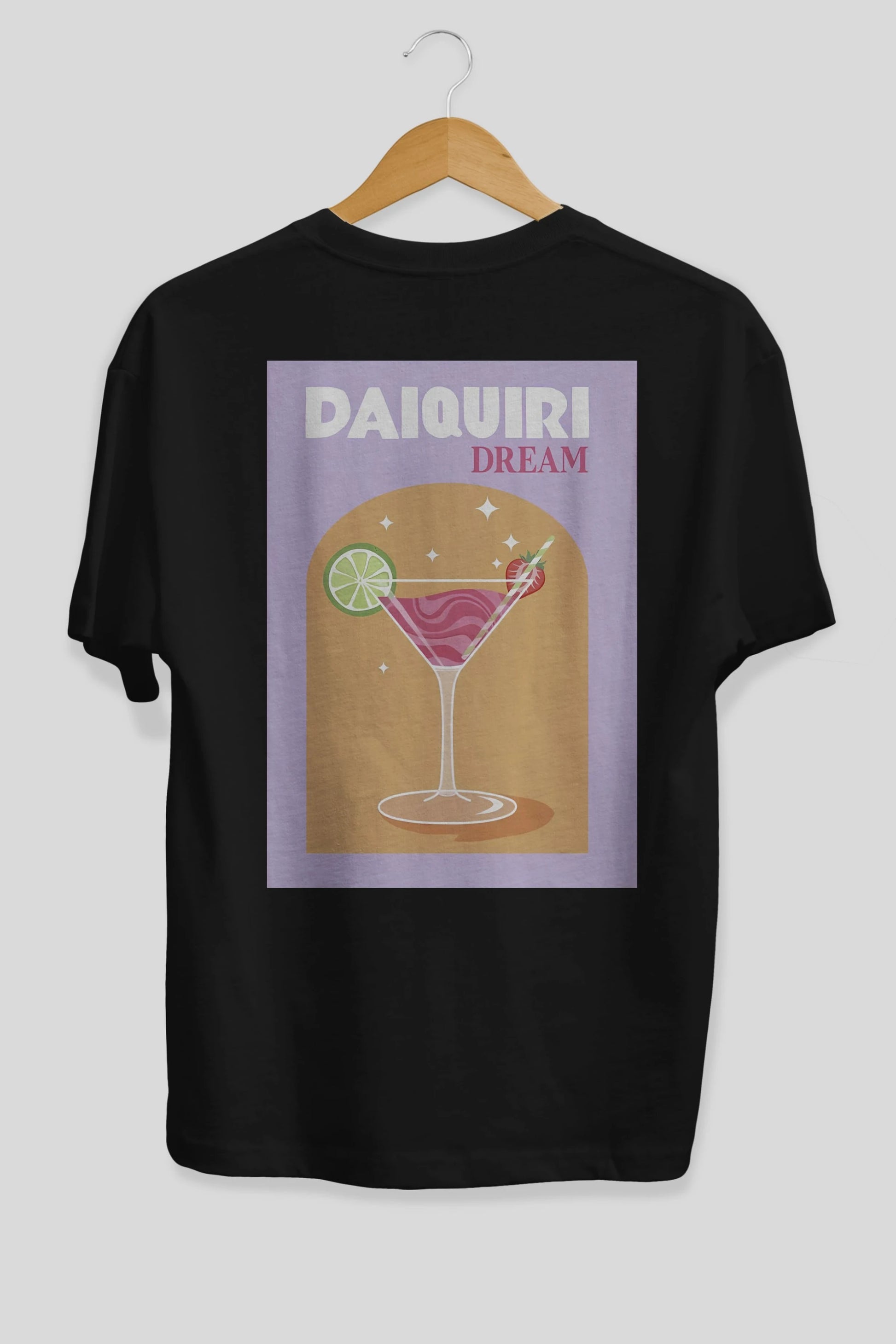 Daiquiri Dream Arka Baskılı Oversize t-shirt Erkek Kadın Unisex %100 Pamuk Bisiklet Yaka tişort