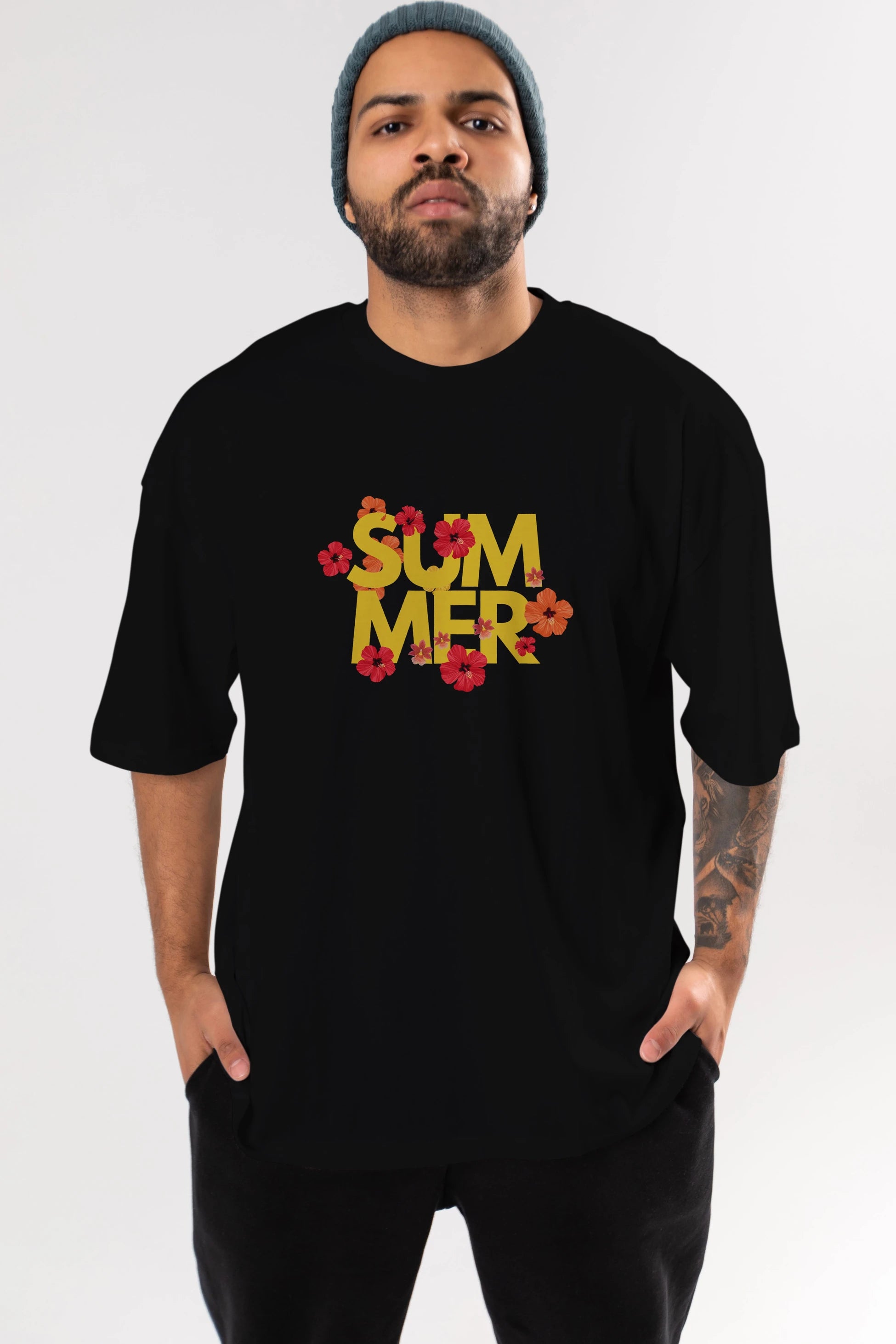 Summer Yazılı 2 Ön Baskılı Oversize t-shirt Erkek Kadın Unisex