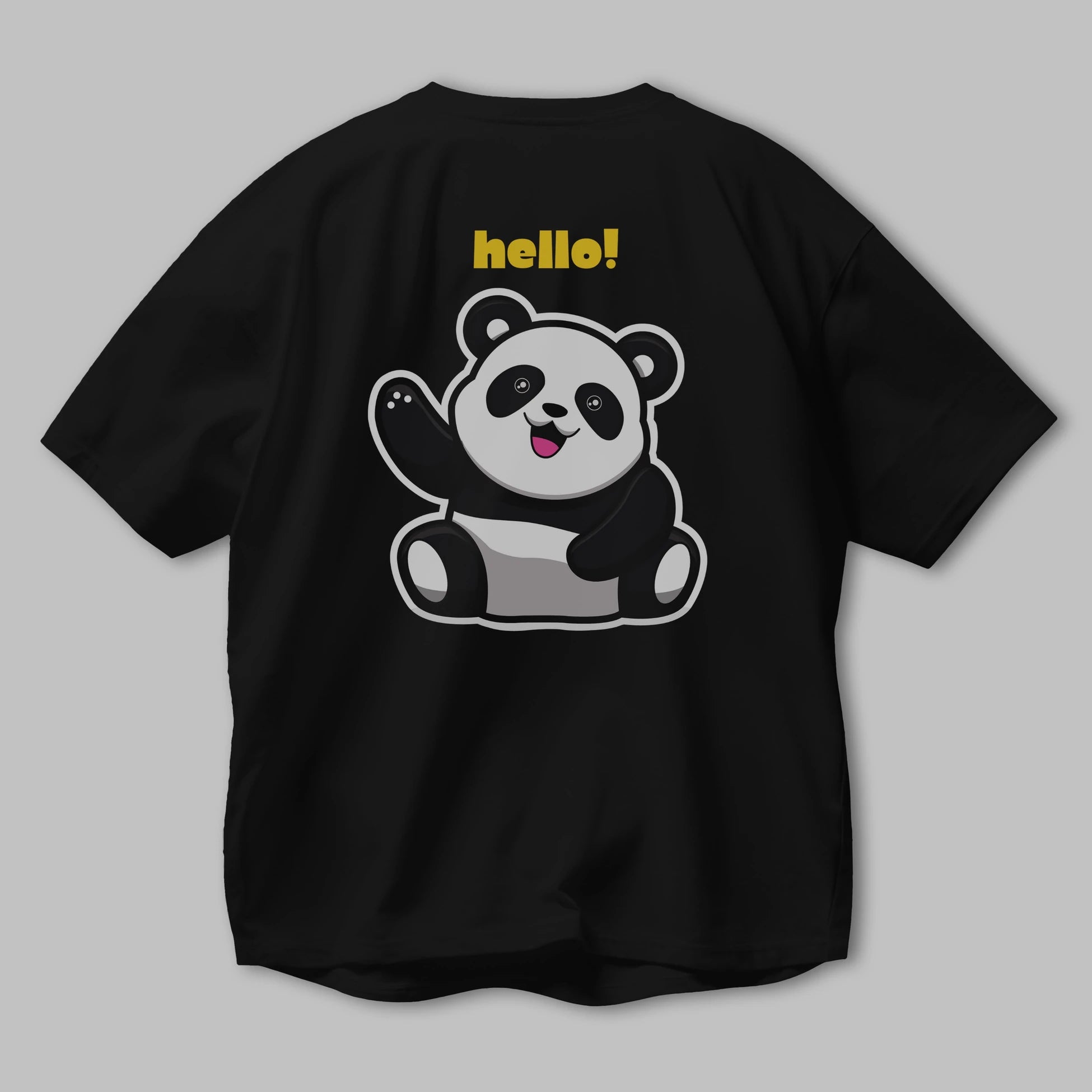 Hello Panda Arka Baskılı Oversize t-shirt Erkek Kadın Unisex