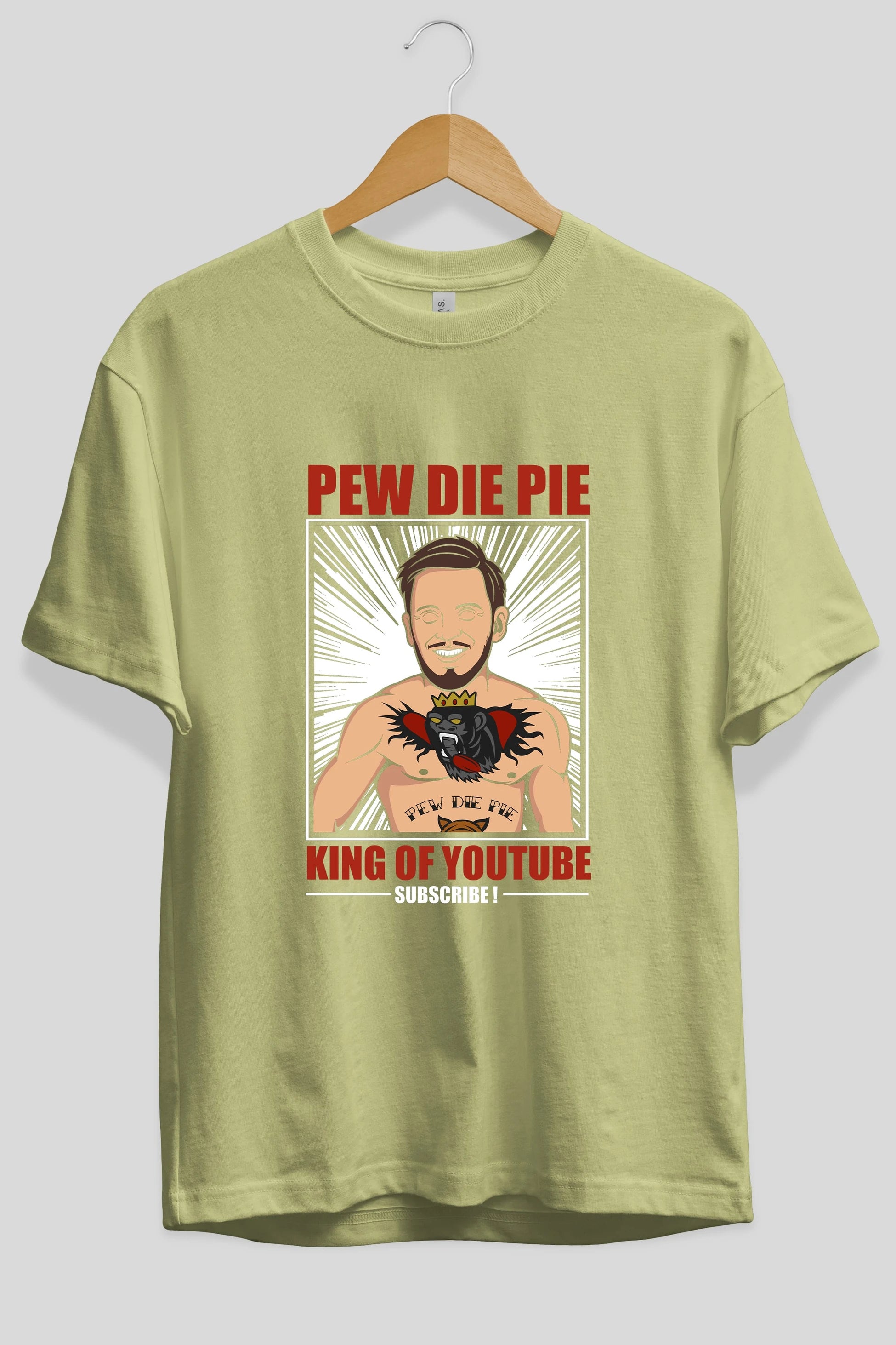 Pew Die Pie Fighter Ön Baskılı Oversize t-shirt Erkek Kadın Unisex %100 Pamuk tişort